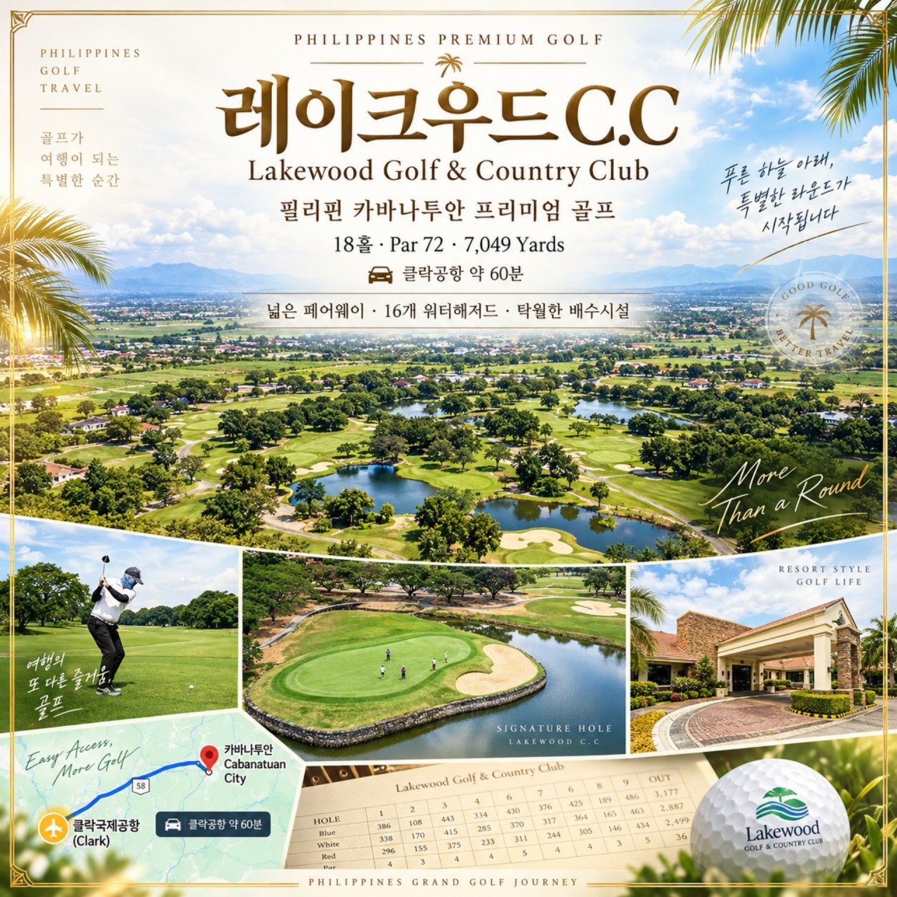 🌴 필리핀 클락 레이크우드 C.C 무제한 골프 <3박5일>