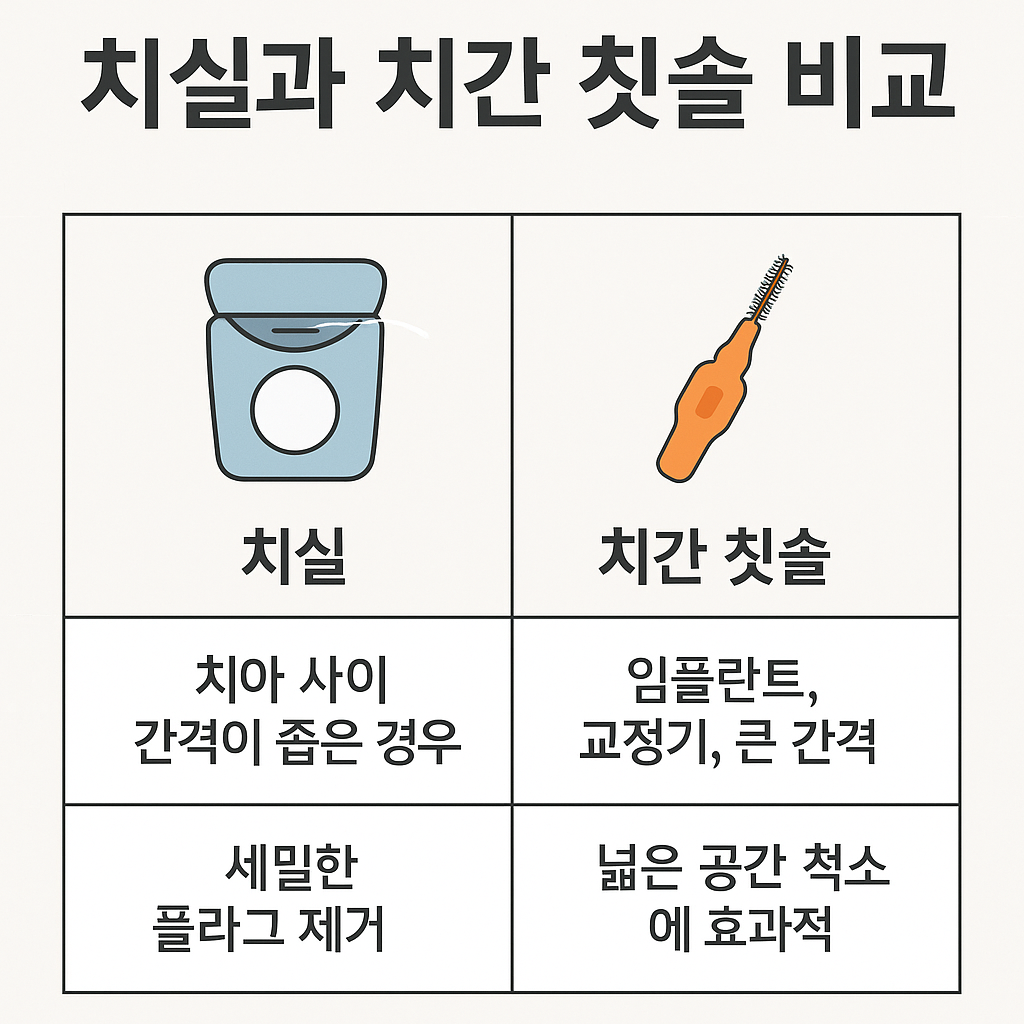 치실과 치간칫솔 비교