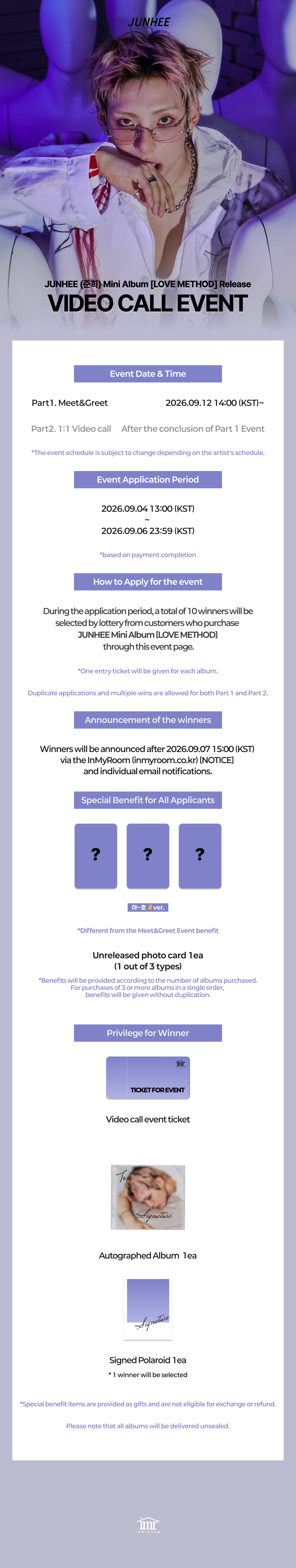 JUNHEE Mini Album [LOVE METHOD]Release Video Call Event