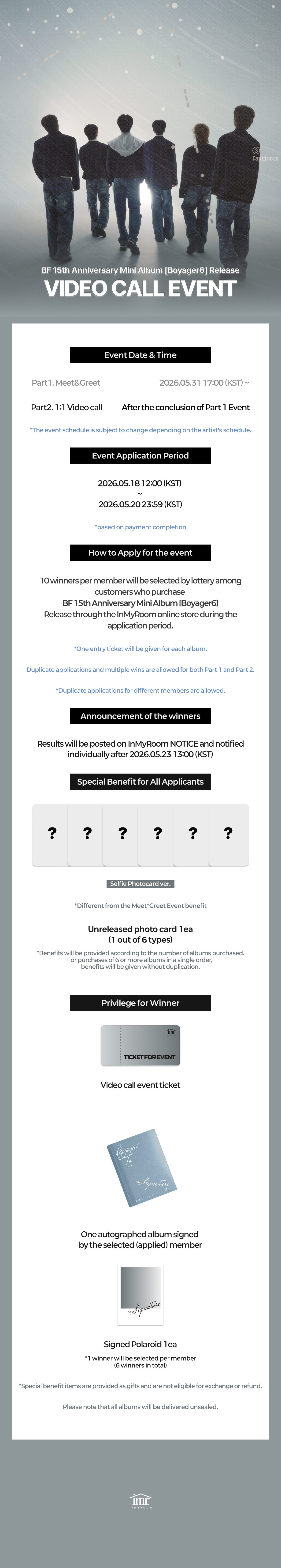 [Pre-order] BF (보이프렌드) 15th Anniversary Mini Album [Boyager6] Release Video Call Event