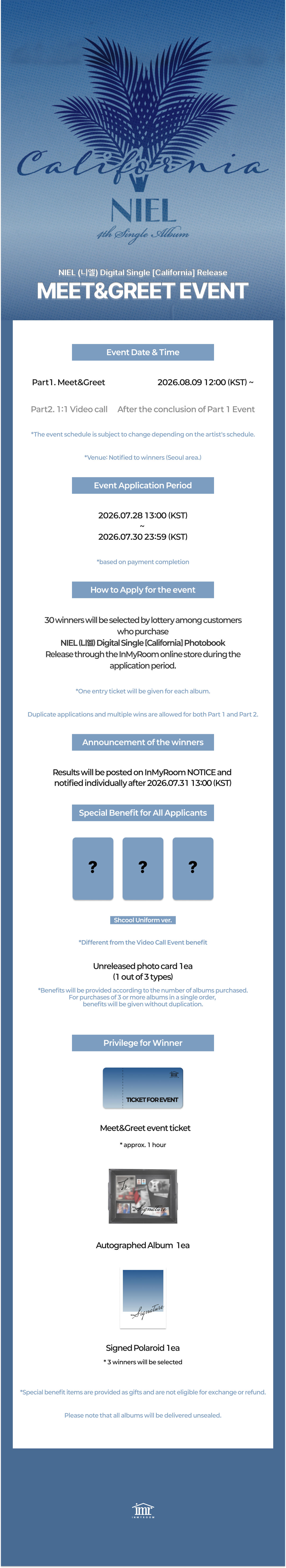 NIEL (니엘) Digital Single [California] Release Meet&Greet Event