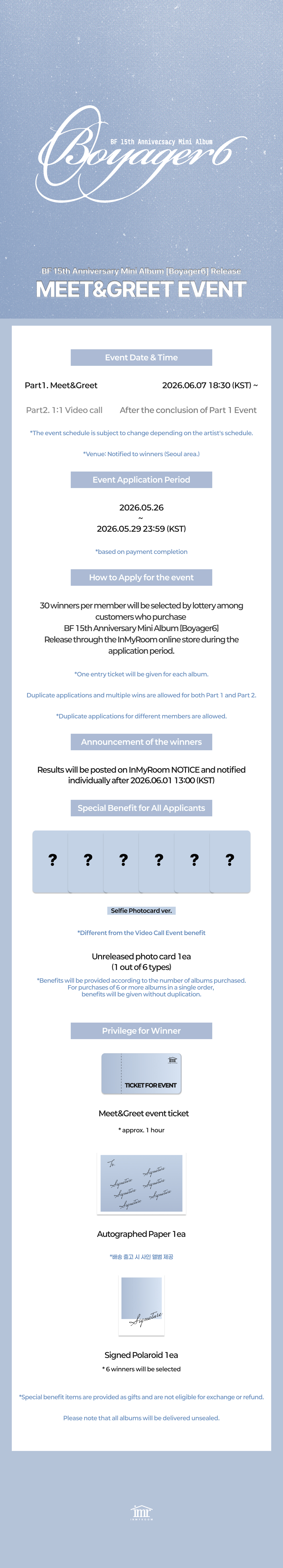 [Pre-order] BF (보이프렌드) 15th Anniversary Mini Album [Boyager6] Release Meet&Greet Event