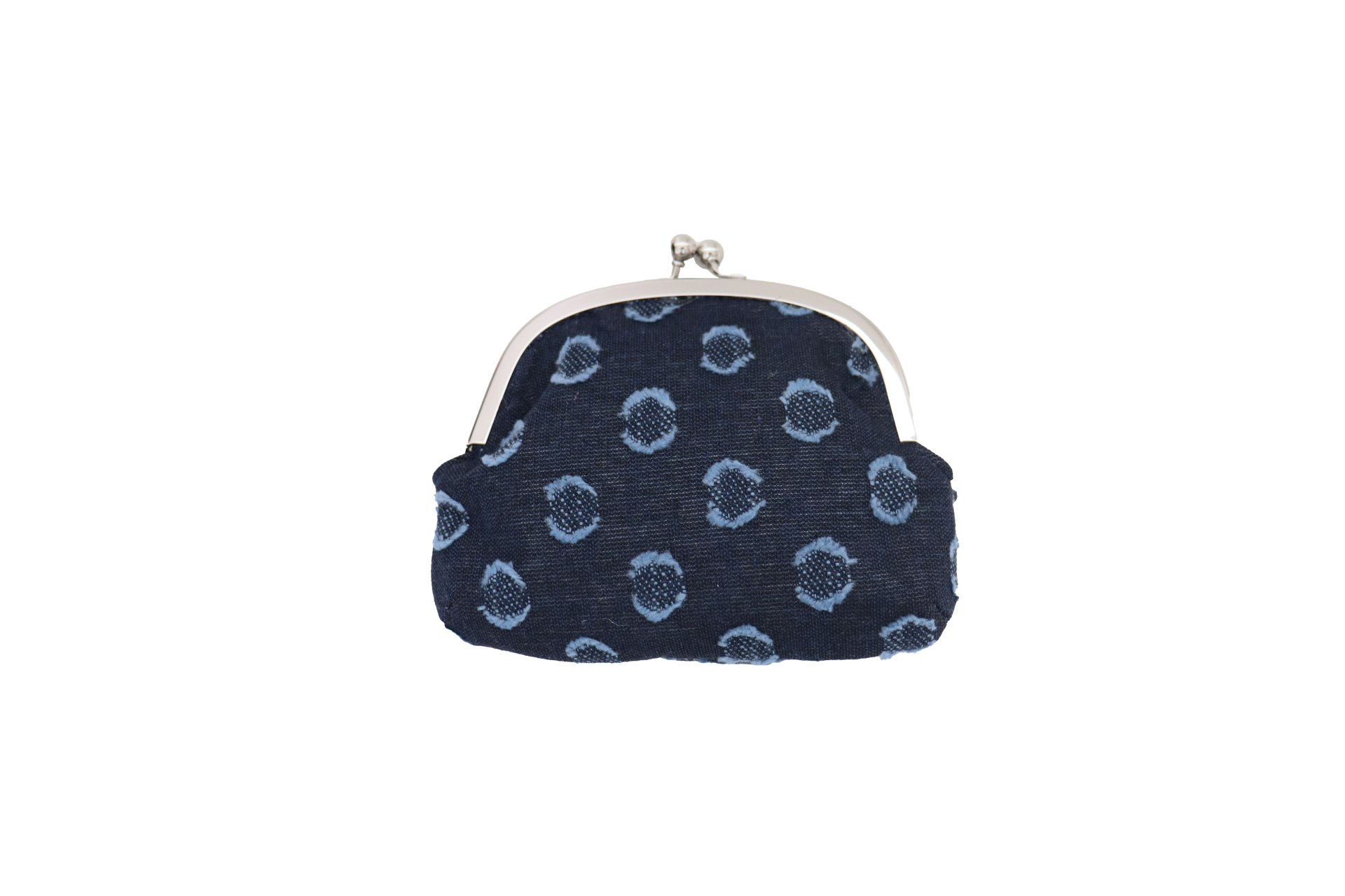 navy dot puff card wallet