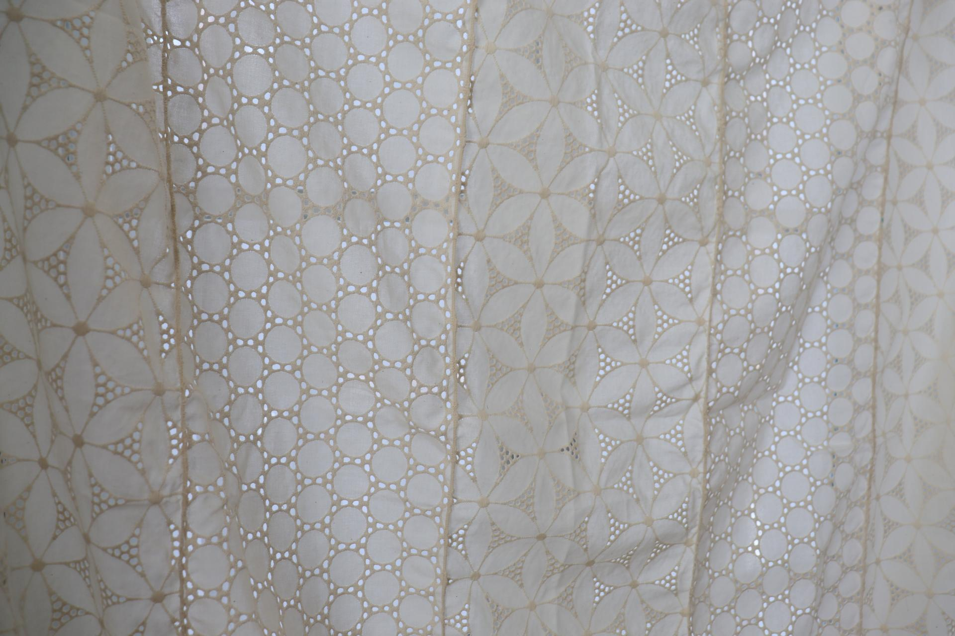 white patchwork door curtain