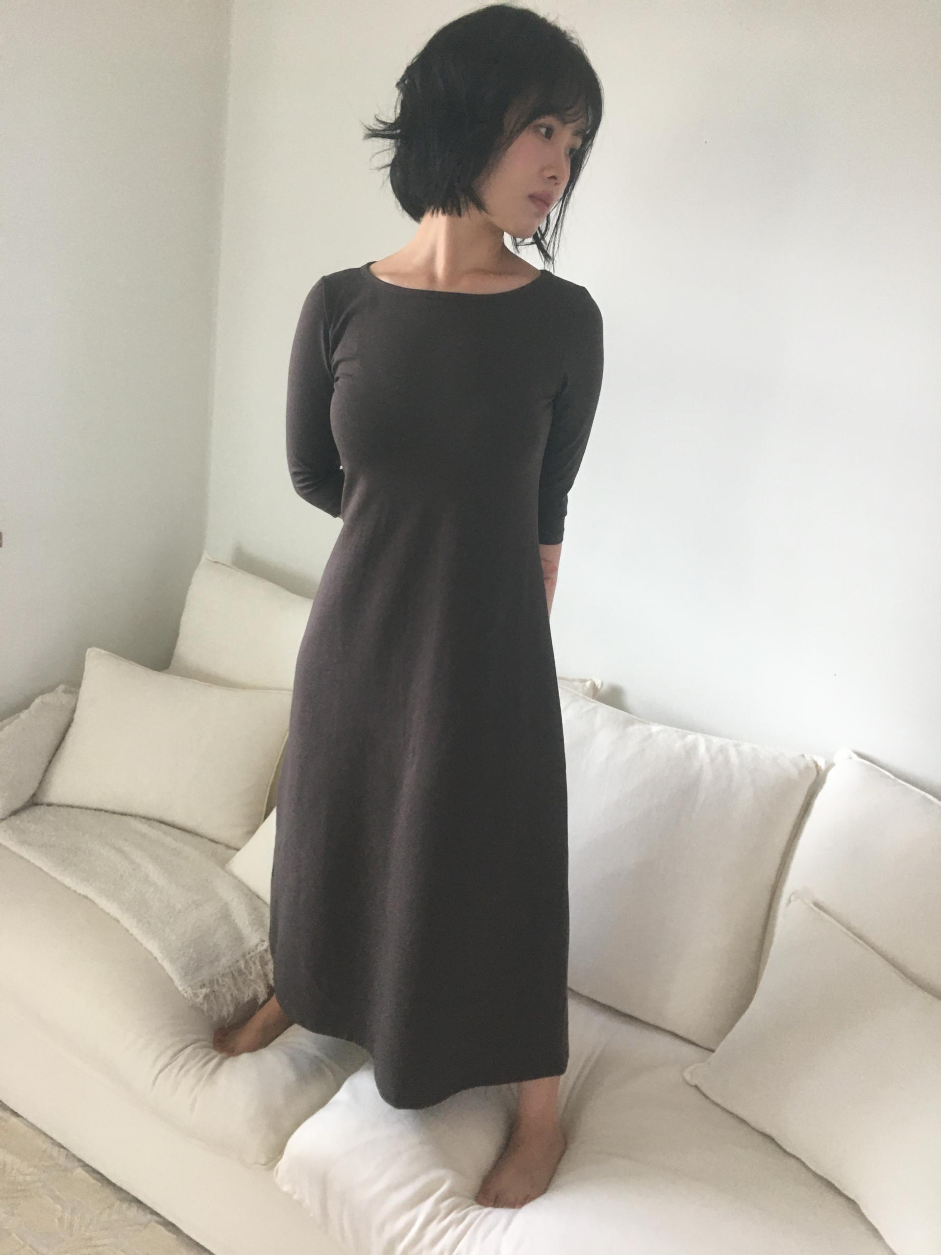 brown easy boatneck onepiece