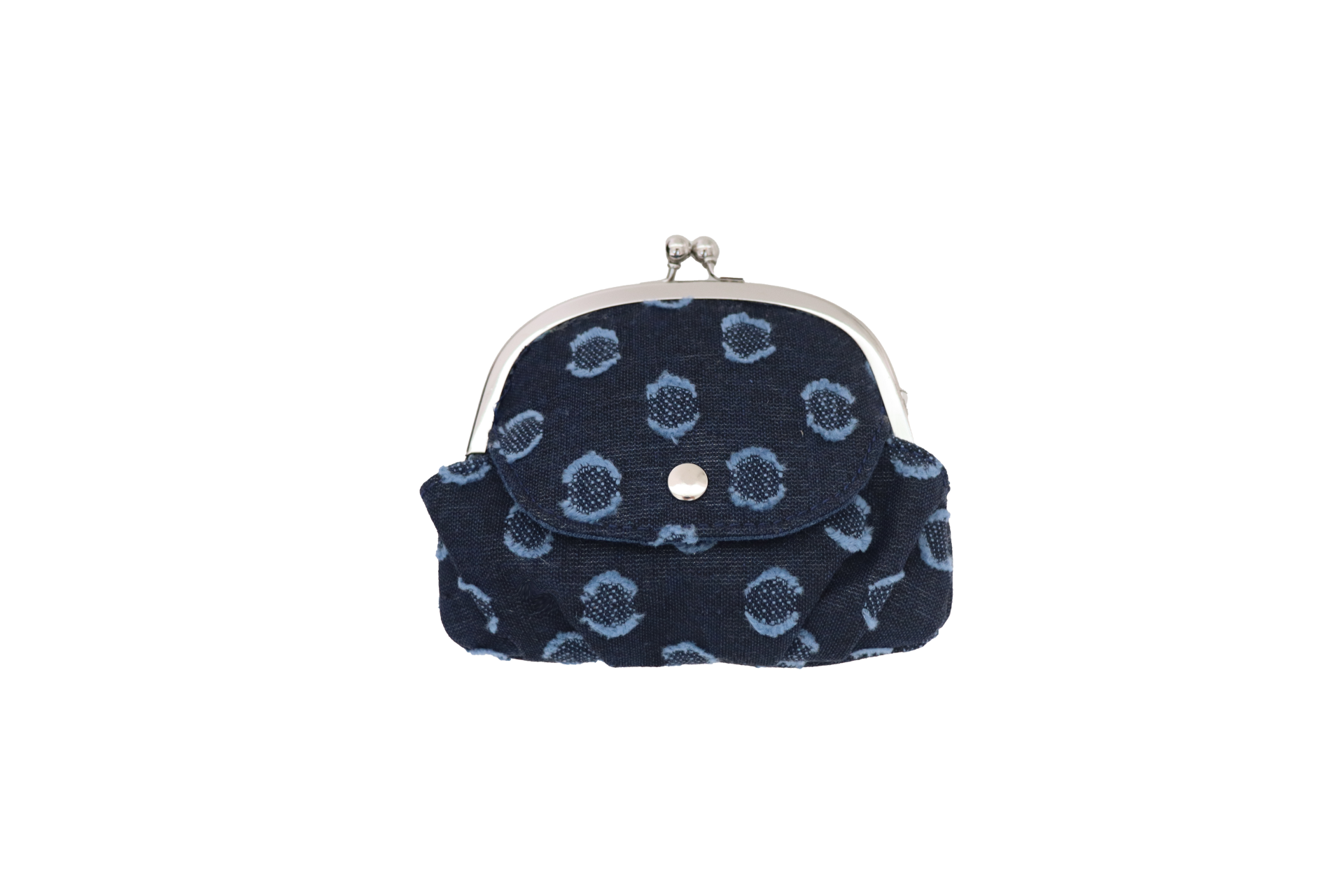 navy dot puff card wallet