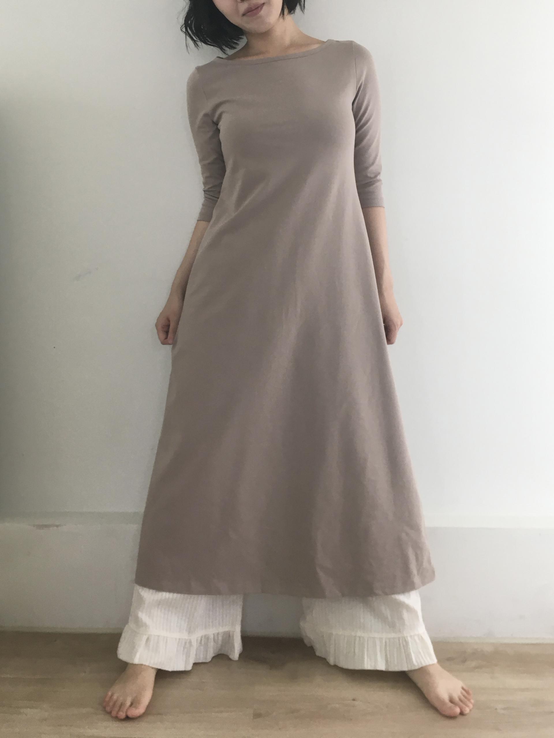 beige easy boatneck onepiece