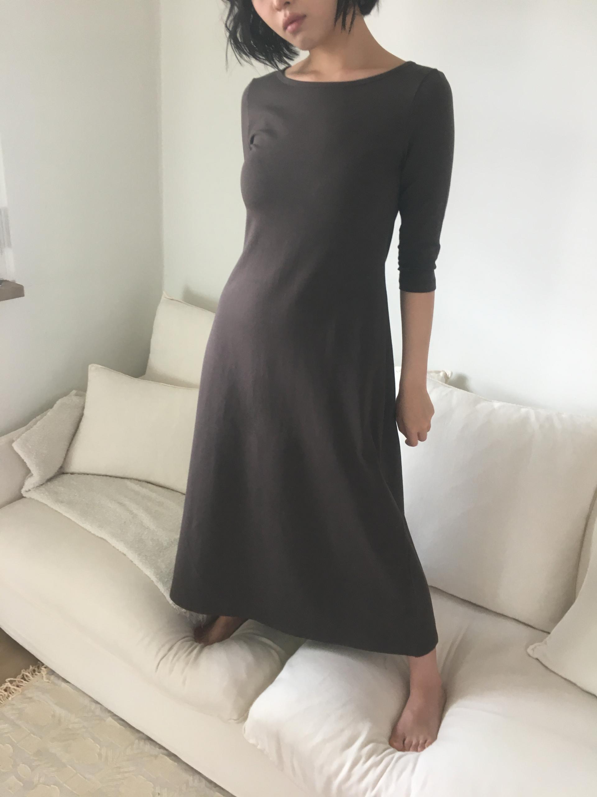 brown easy boatneck onepiece