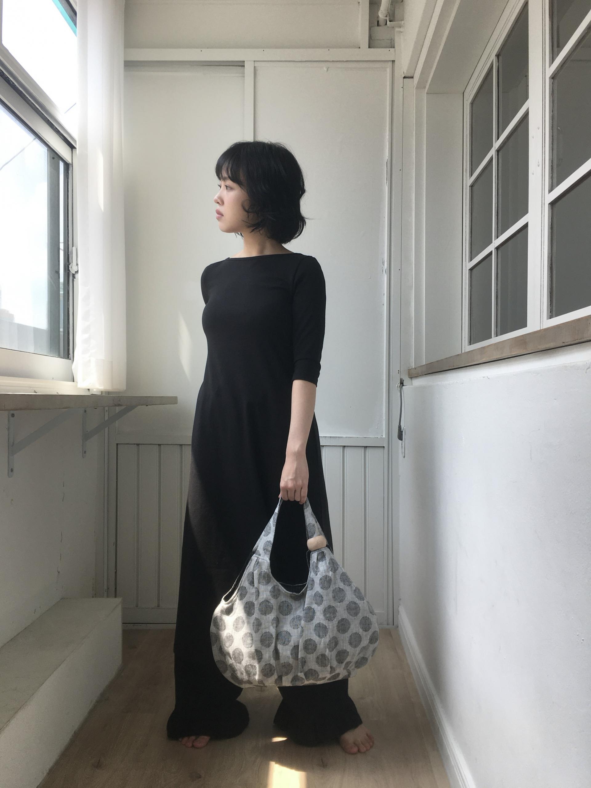 green apple linen puff bag