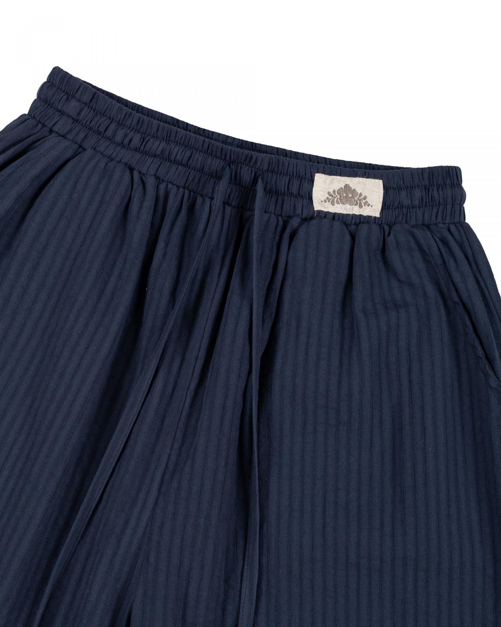 navy stripe frill pants