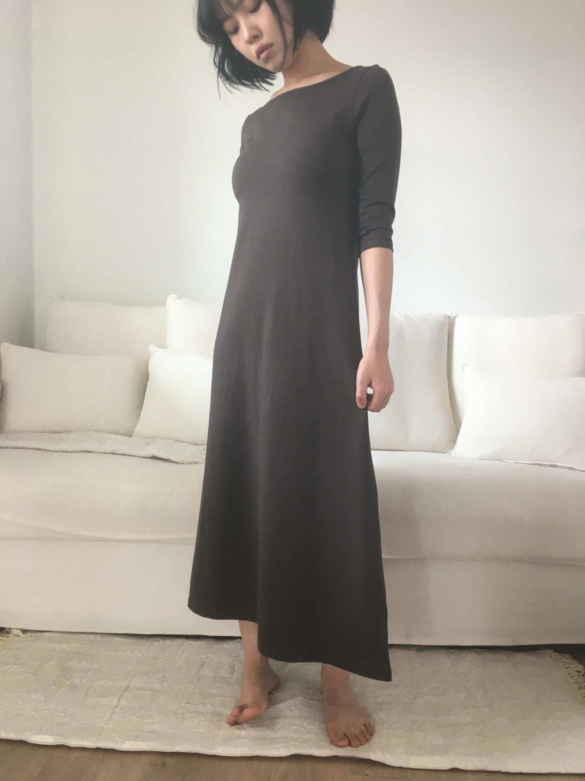 brown easy boatneck onepiece