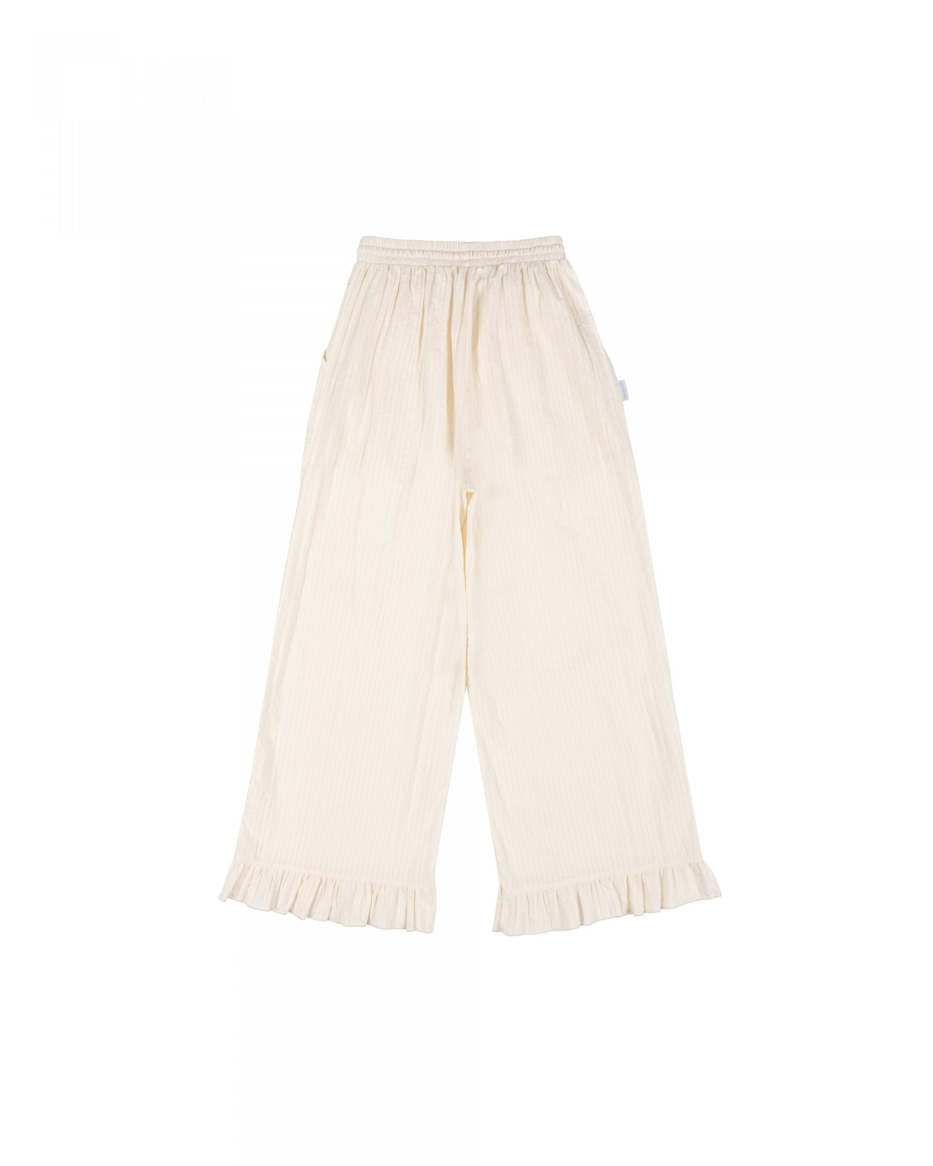 ivory stripe frill pants