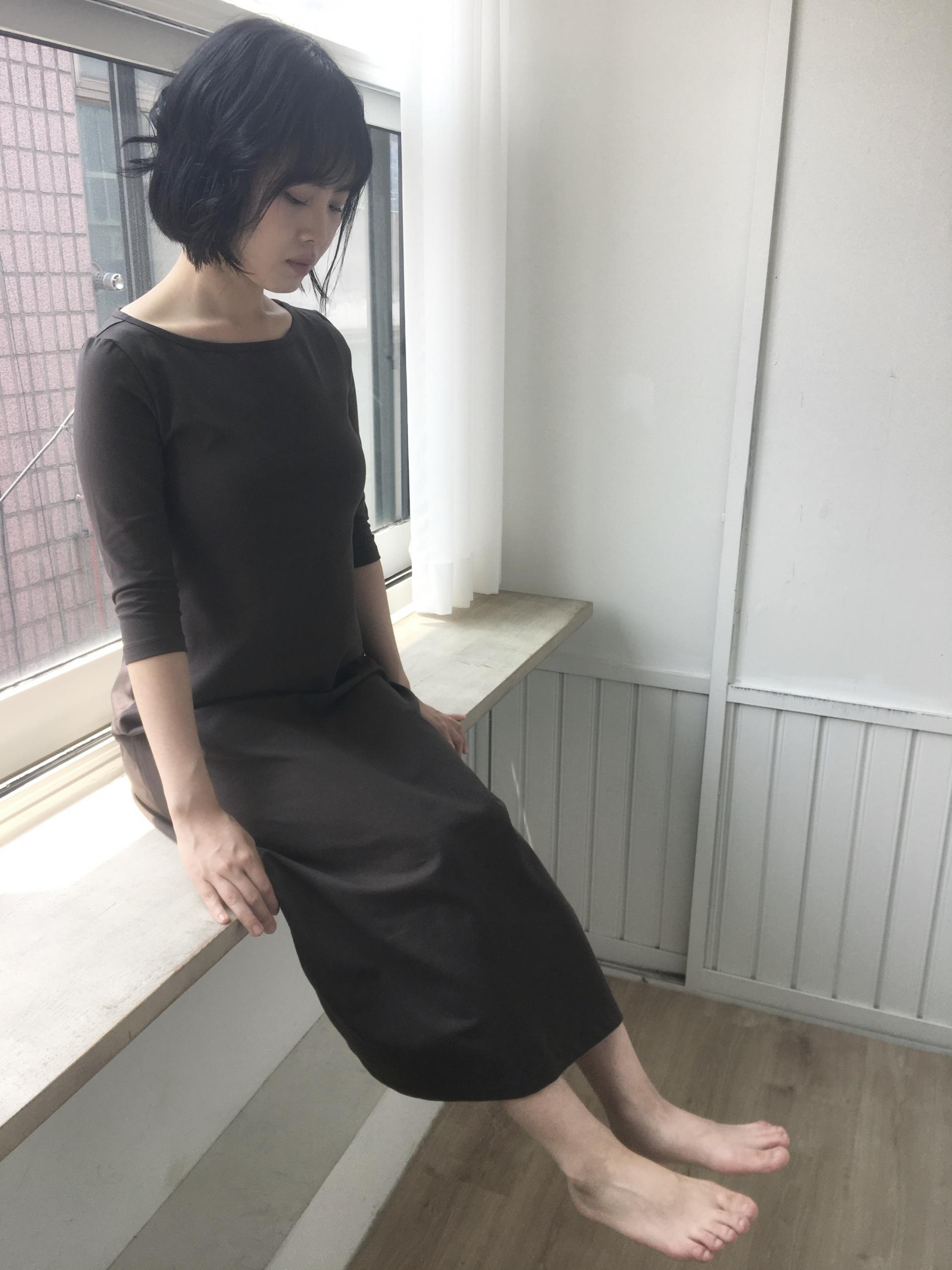 brown easy boatneck onepiece