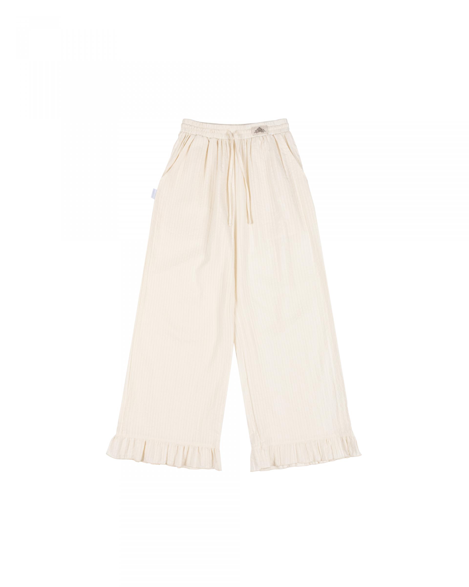 ivory stripe frill pants