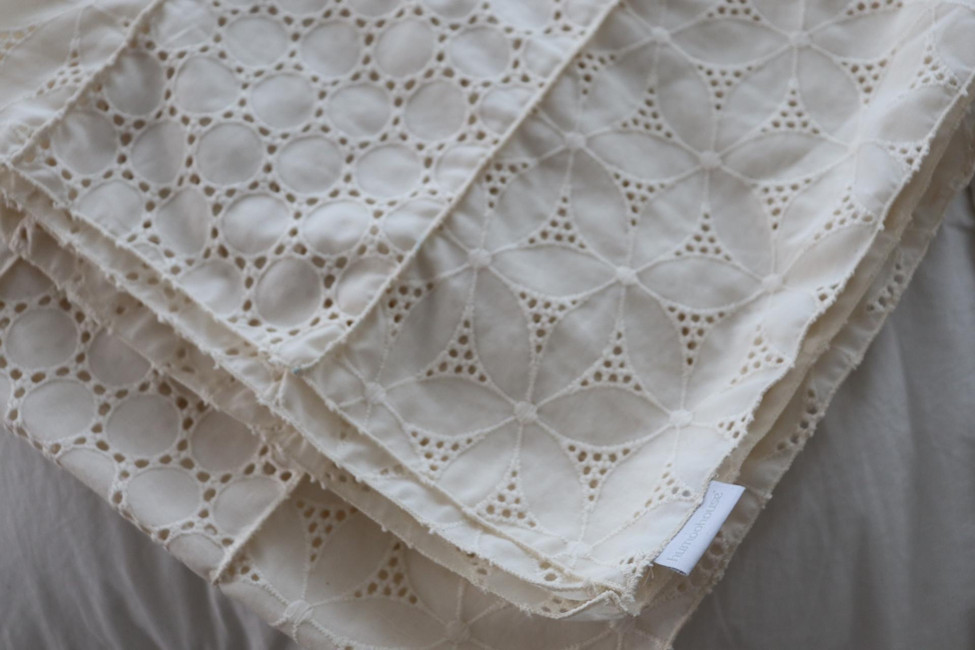 white patchwork door curtain