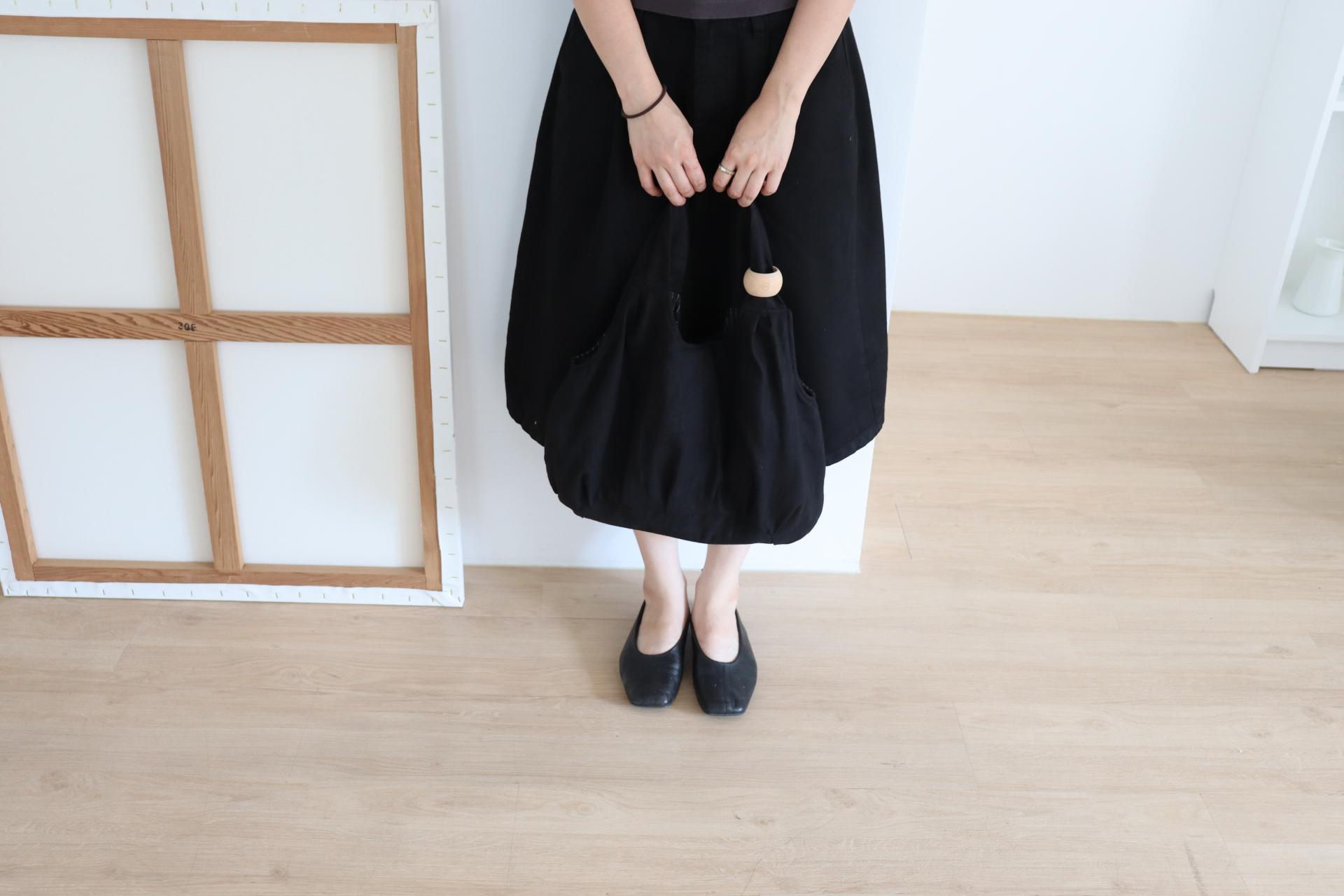 EXCLUSIVE_black bean linen puff bag
