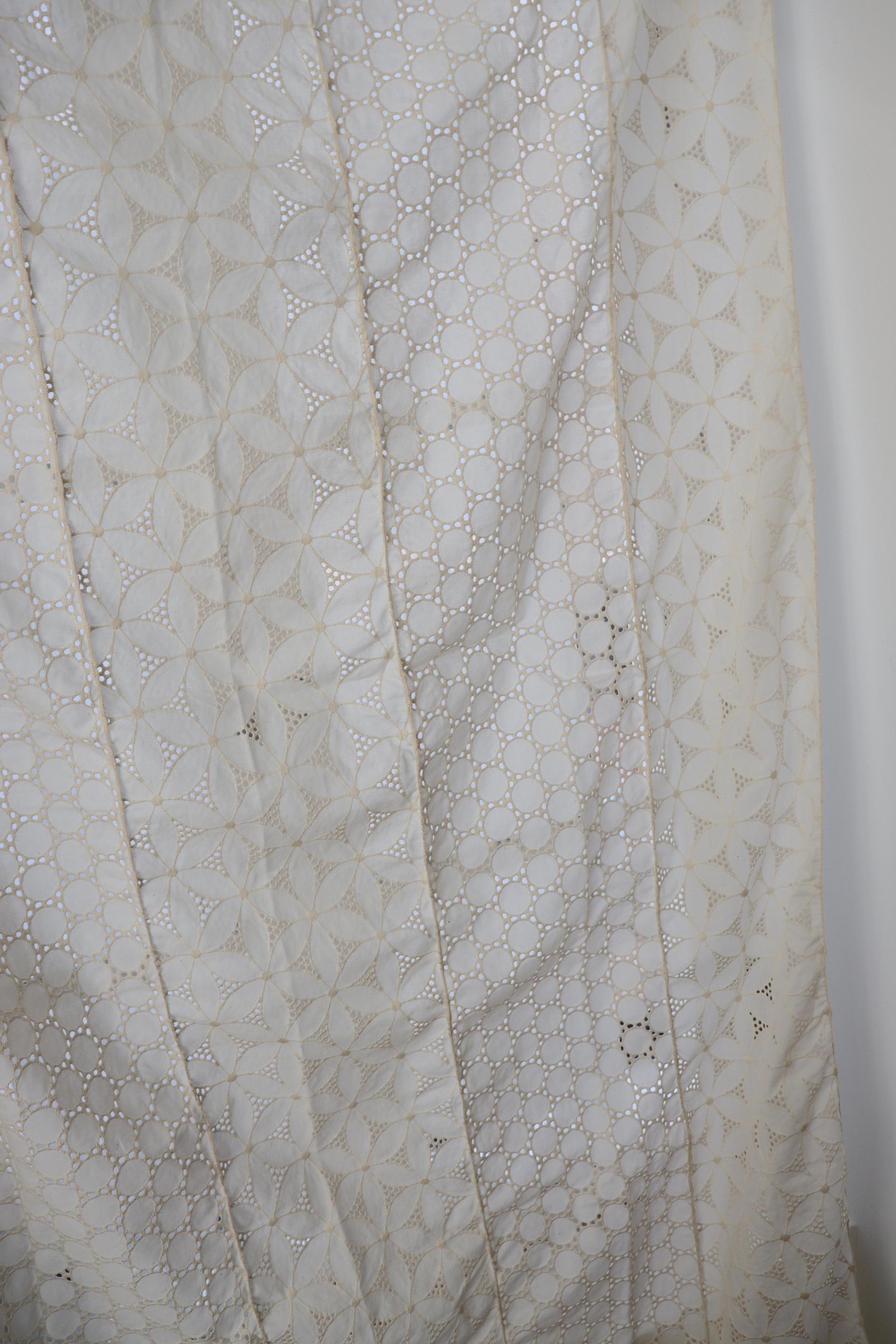 white patchwork door curtain