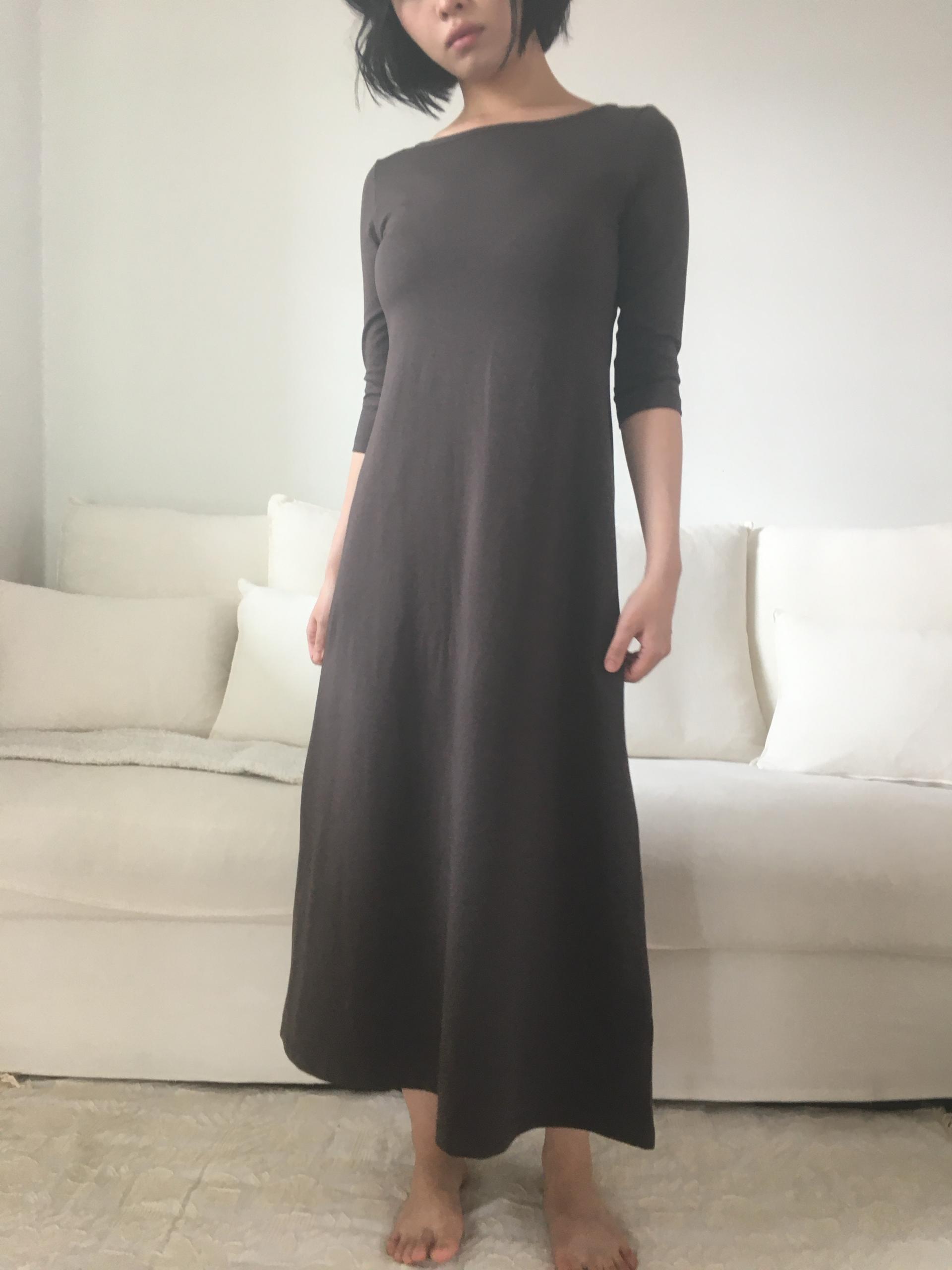 brown easy boatneck onepiece