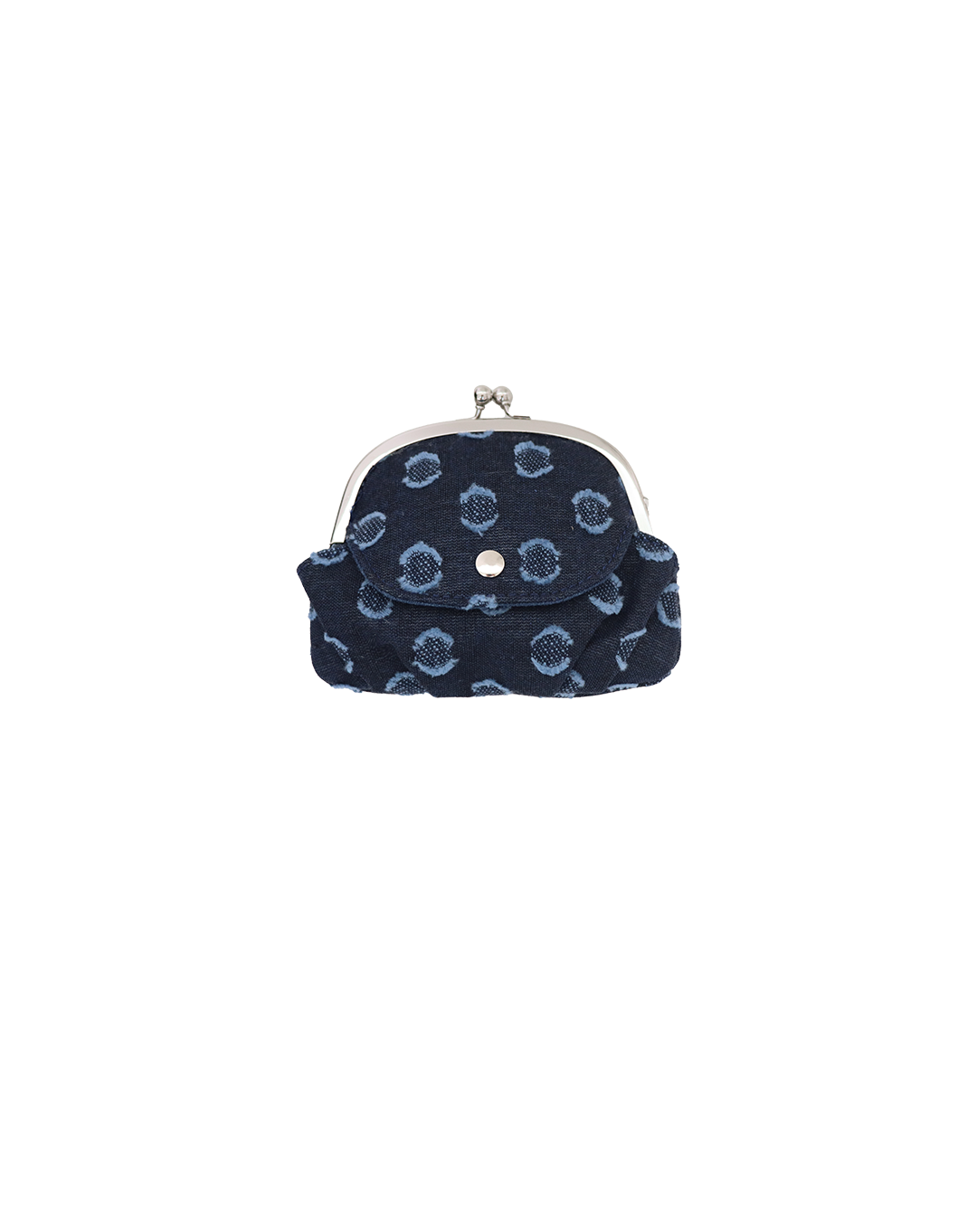 navy dot puff card wallet