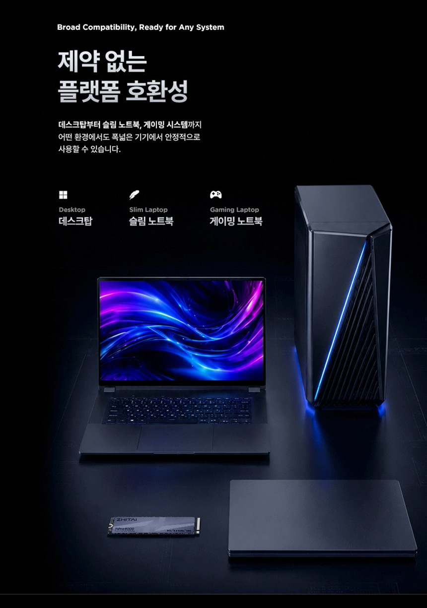 YMTC ZHITAI TiPro9000 2TB PCIe 5.0 TLC M.2 DRAM NVMe 히트싱크 SSD