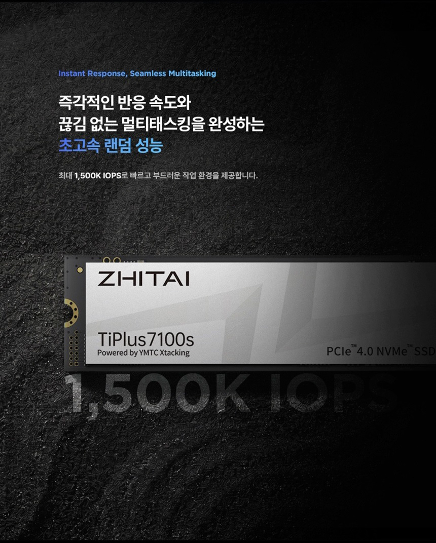 YMTC ZHITAI Tiplus7100s 1TB PCIe 4.0 TLC M.2 NVMe SSD