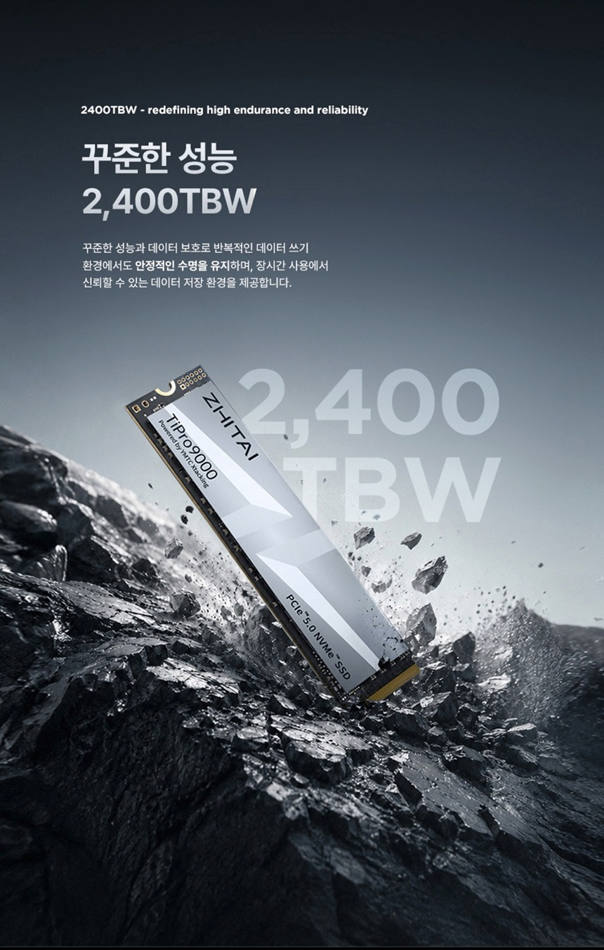 YMTC ZHITAI TiPro9000 2TB PCIe 5.0 TLC M.2 DRAM NVMe 히트싱크 SSD