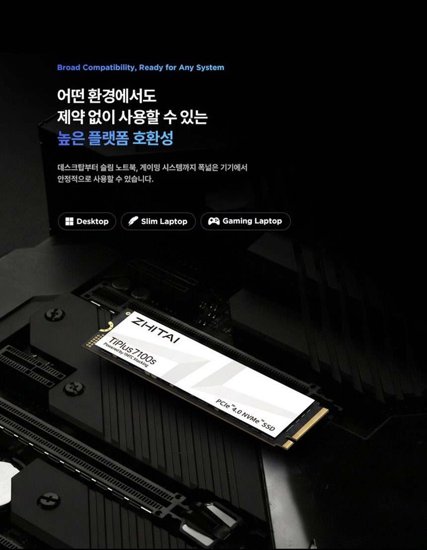 YMTC ZHITAI Tiplus7100s 4TB PCIe 4.0 TLC M.2 NVMe SSD