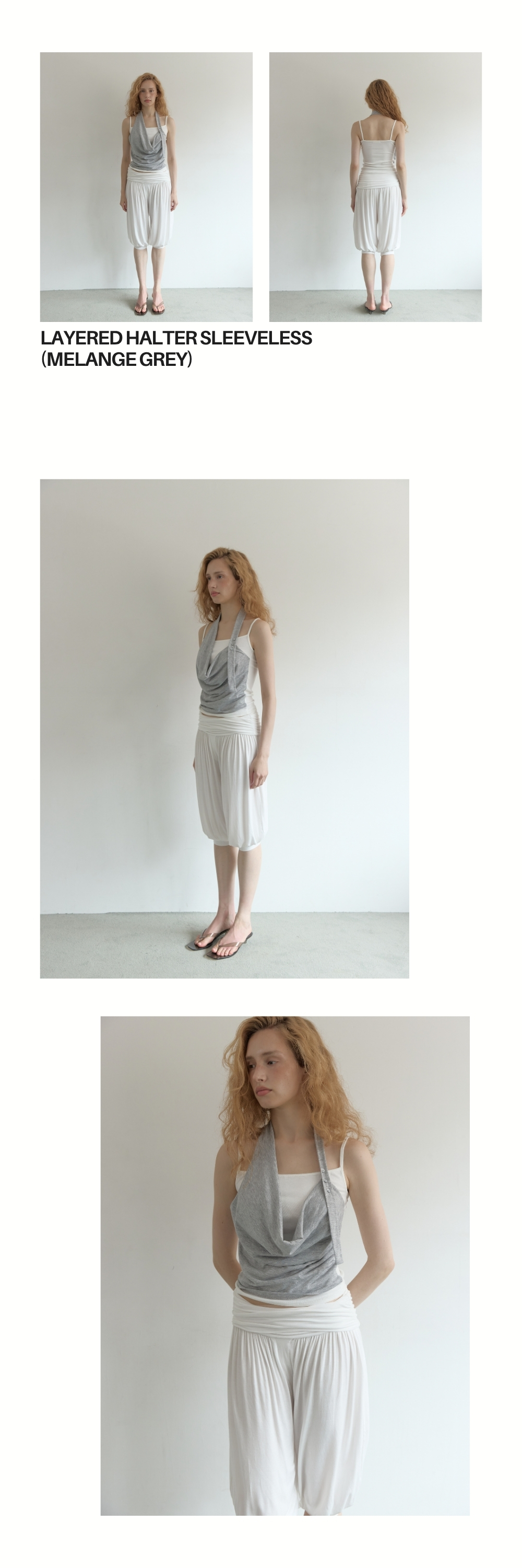 LAYERED HALTER SLEEVELESS (MELANGE GREY)