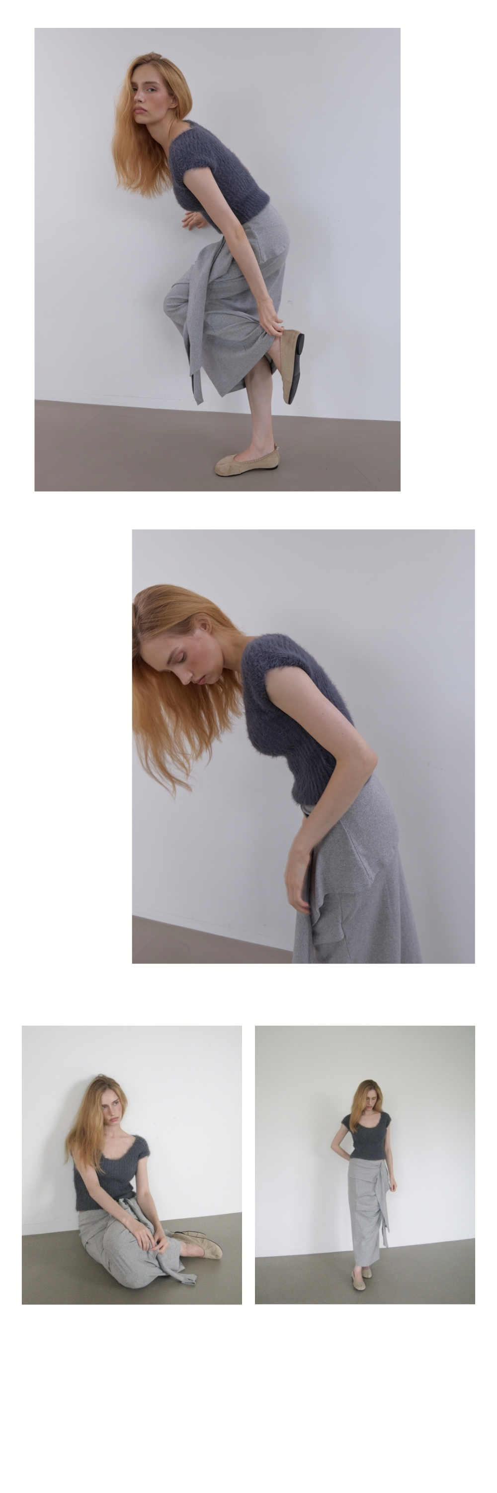 FLUFFY SHORT SLEEVE KNIT (NAVY)