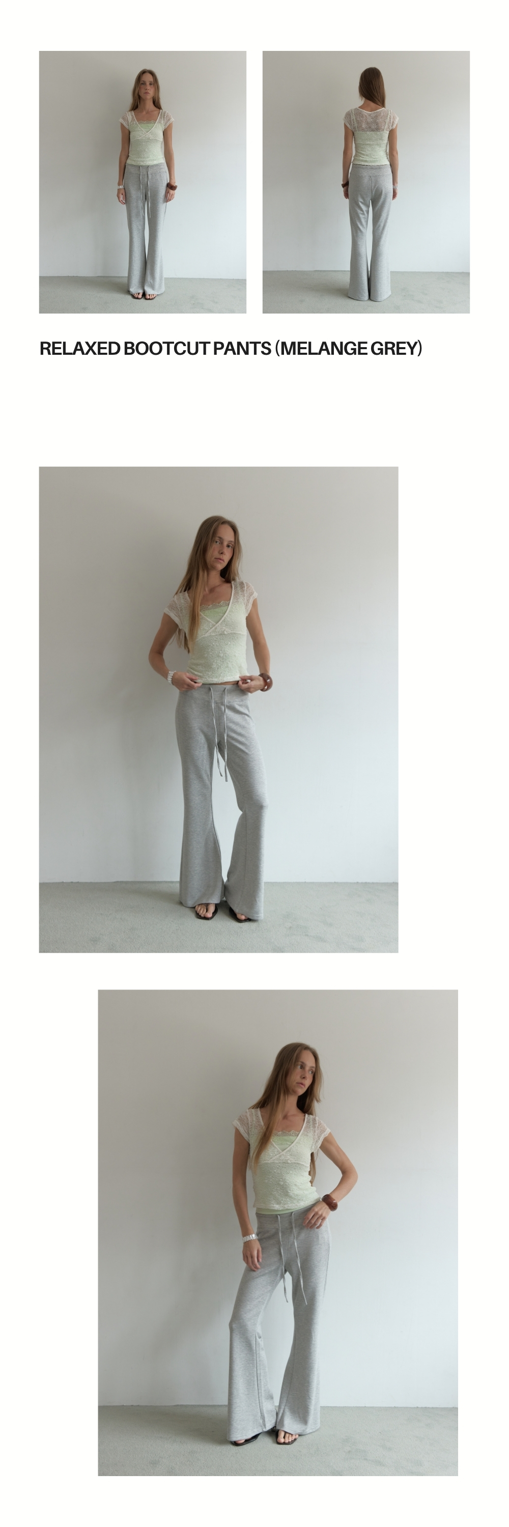 RELAXED BOOTCUT PANTS (MELANGE GREY)