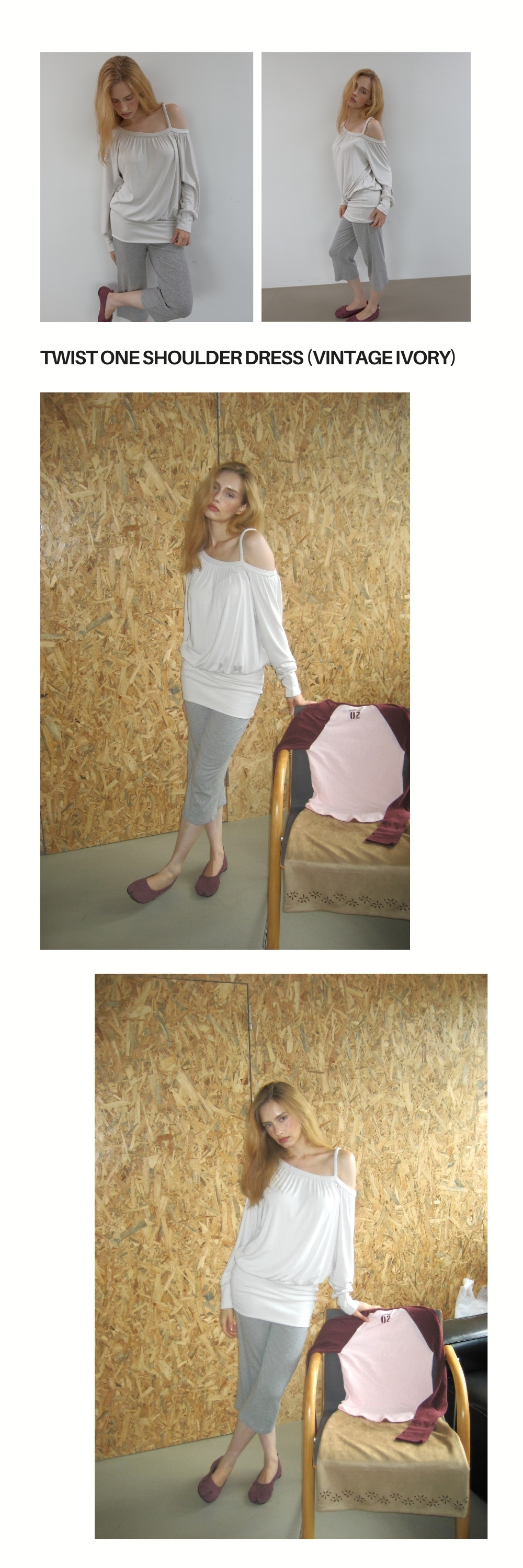 TWIST ONE SHOULDER DRESS (VINTAGE IVORY)