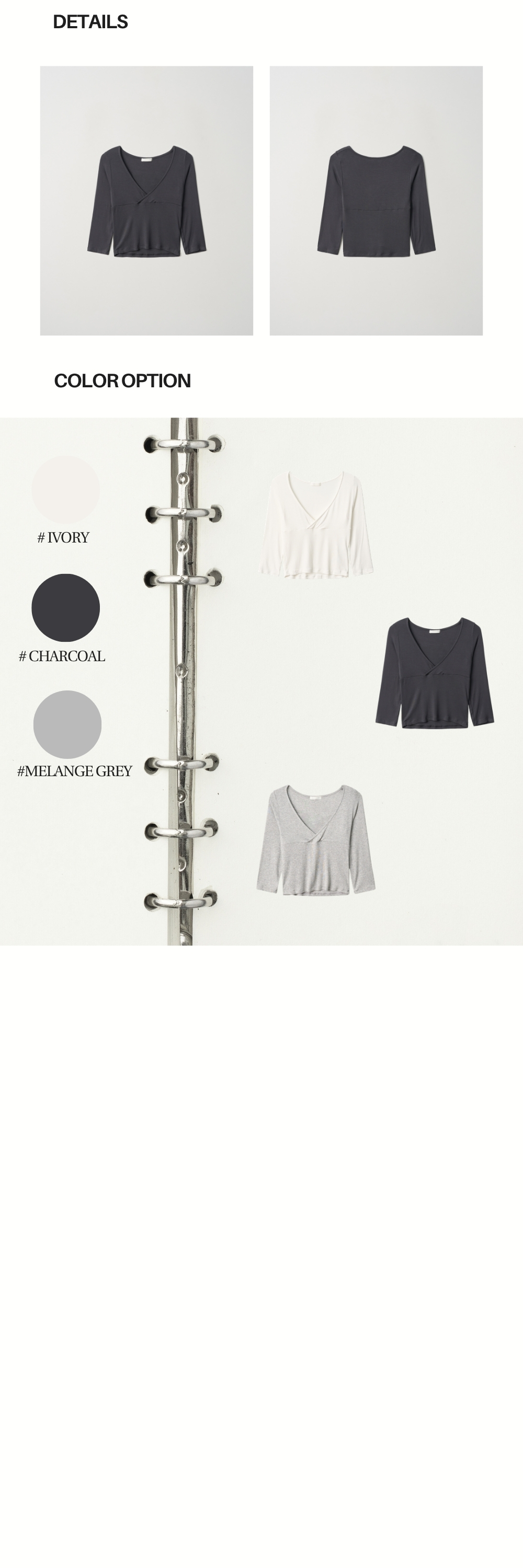 3/4 SLEEVES WRAP T (CHARCOAL)