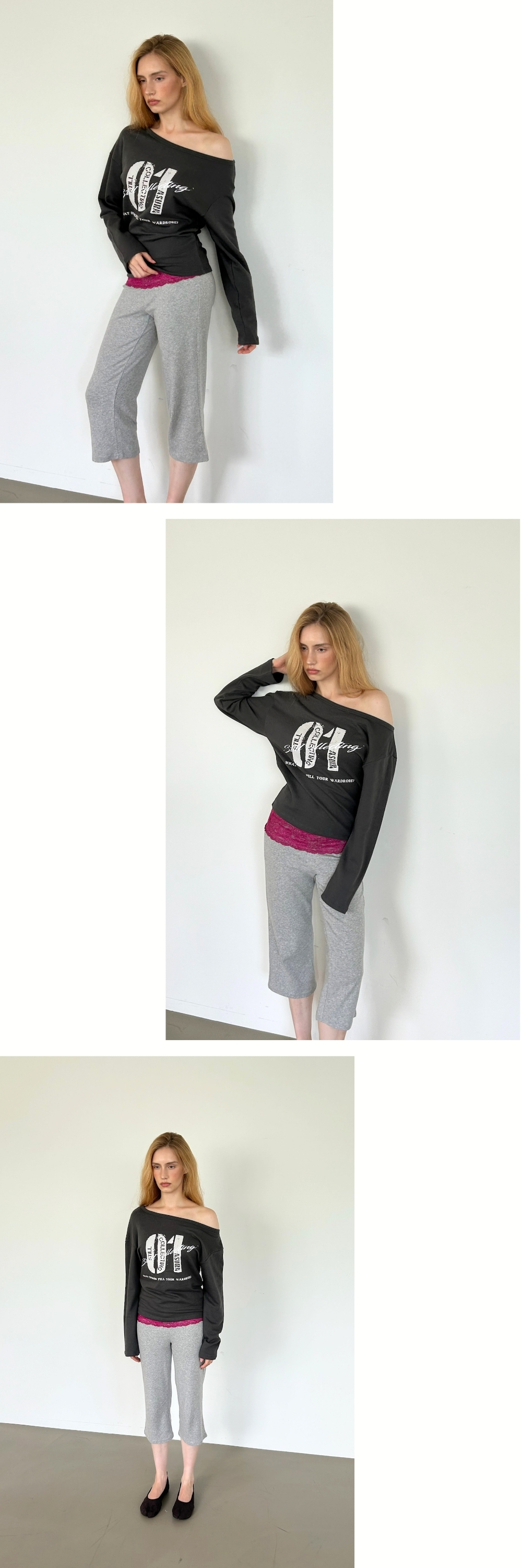 COLLECTING 01 ONE SHOULDER T (CHARCOAL)