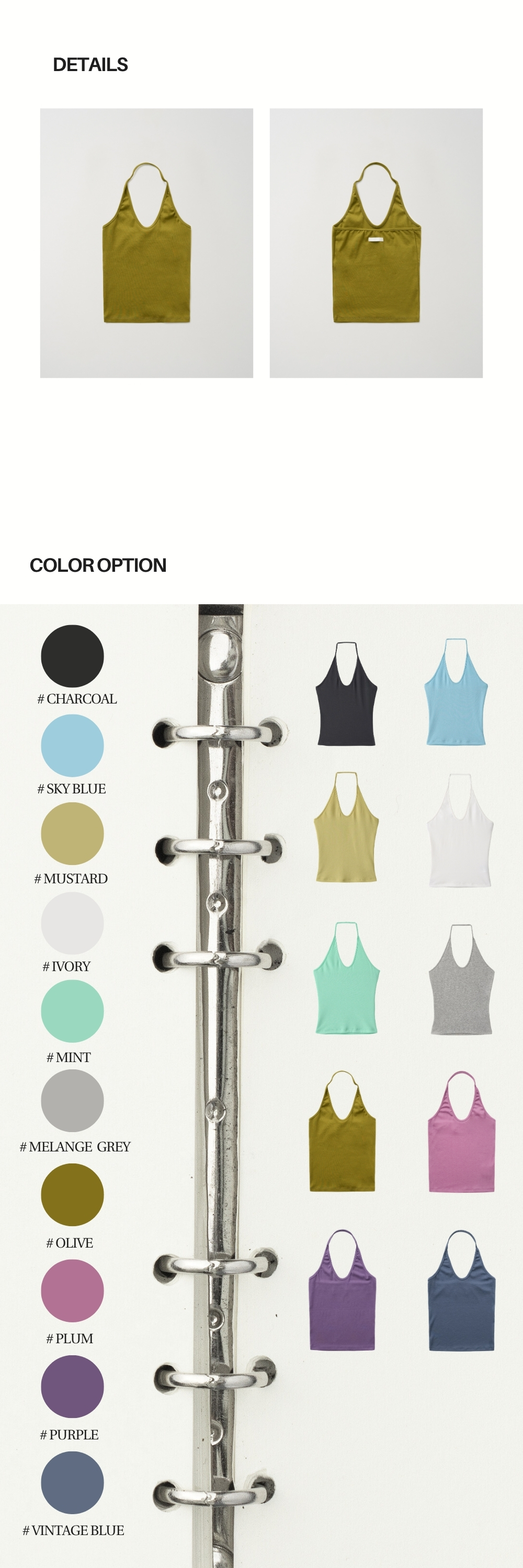 CURVE HALTER SLEEVELESS (OLIVE)