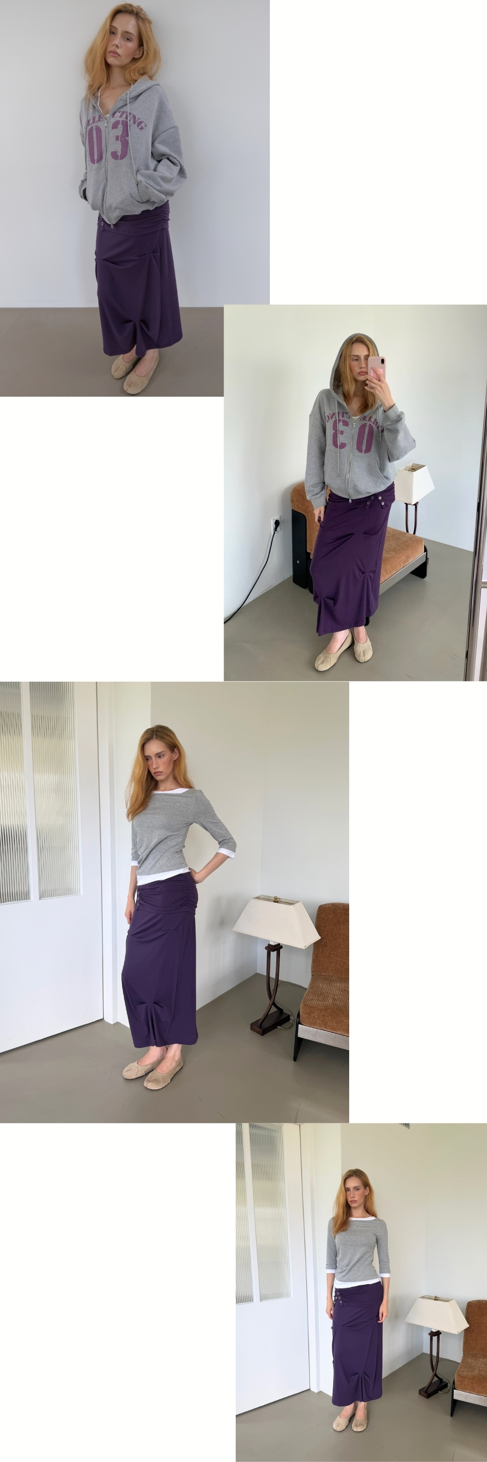 SNAP DRAPE SKIRT (PURPLE)