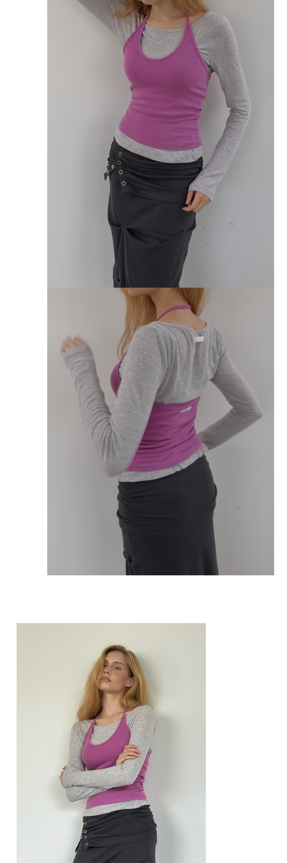 CURVE HALTER SLEEVELES (PLUM)