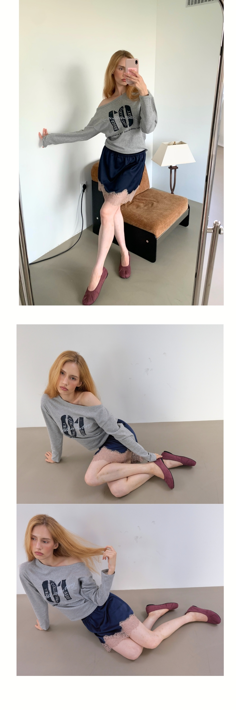 COLLECTING 01 ONE SHOULDER T (MELANGE GREY)