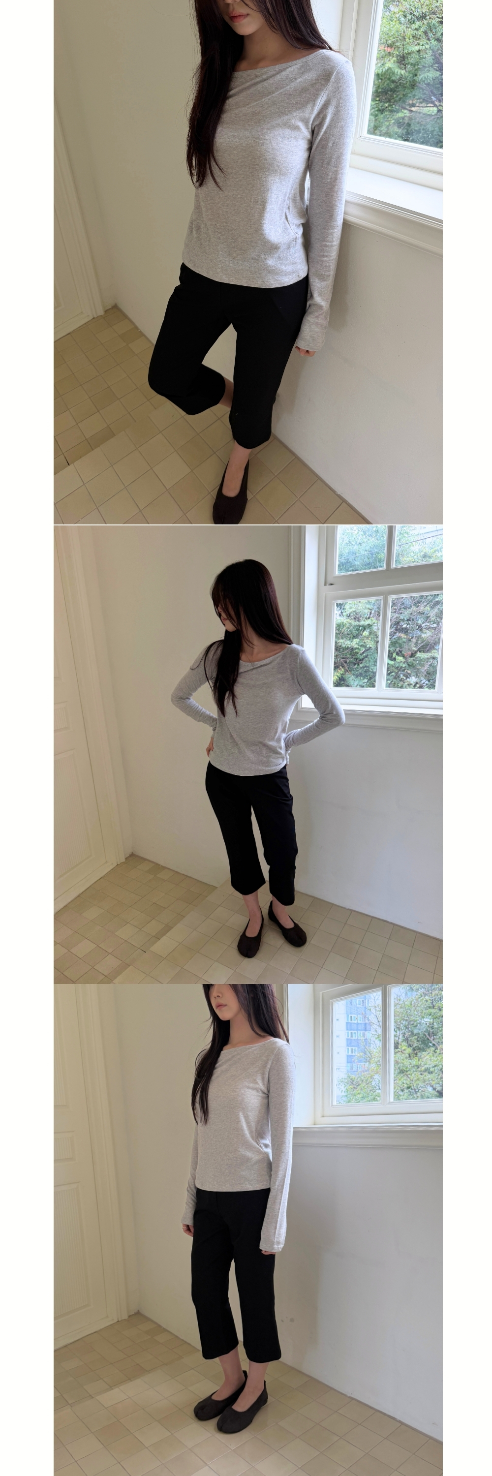 BASIC ANGORA BOAT T (MELANGE GREY)