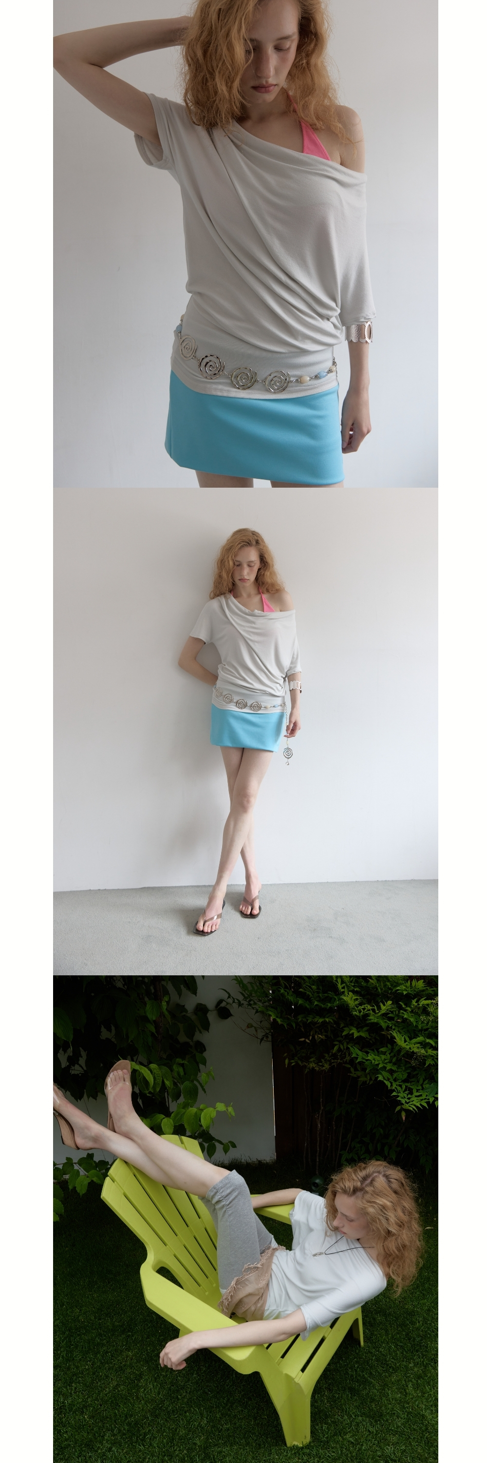 SOFT COWL T-SHIRT (LIGHT GREY)