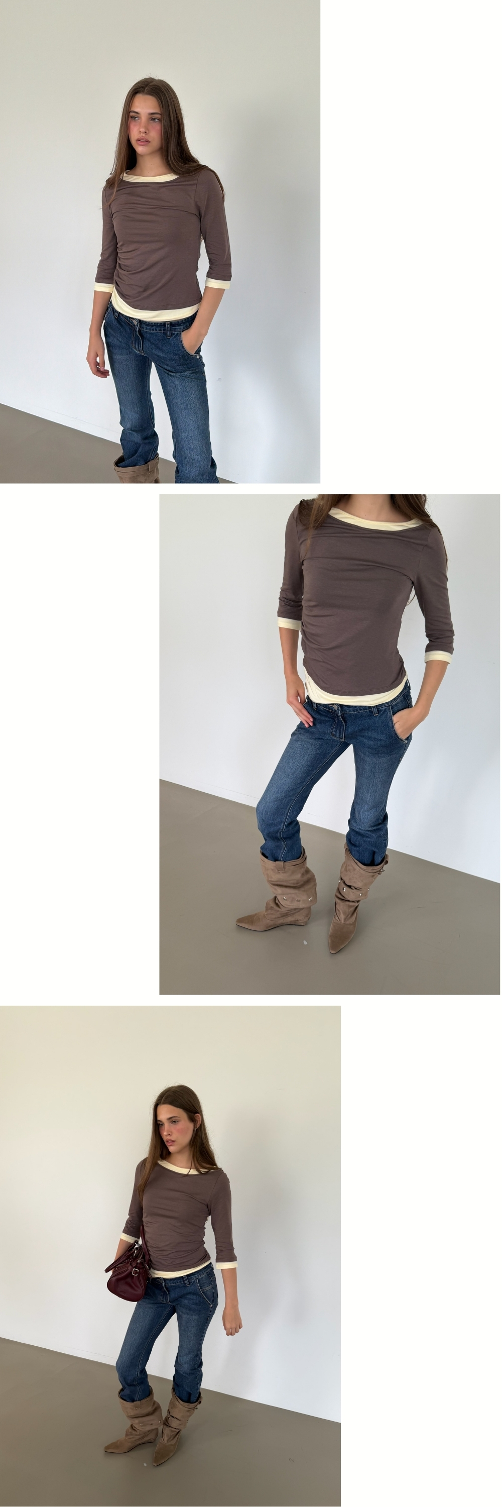 SIDE TUCK T (BROWN)