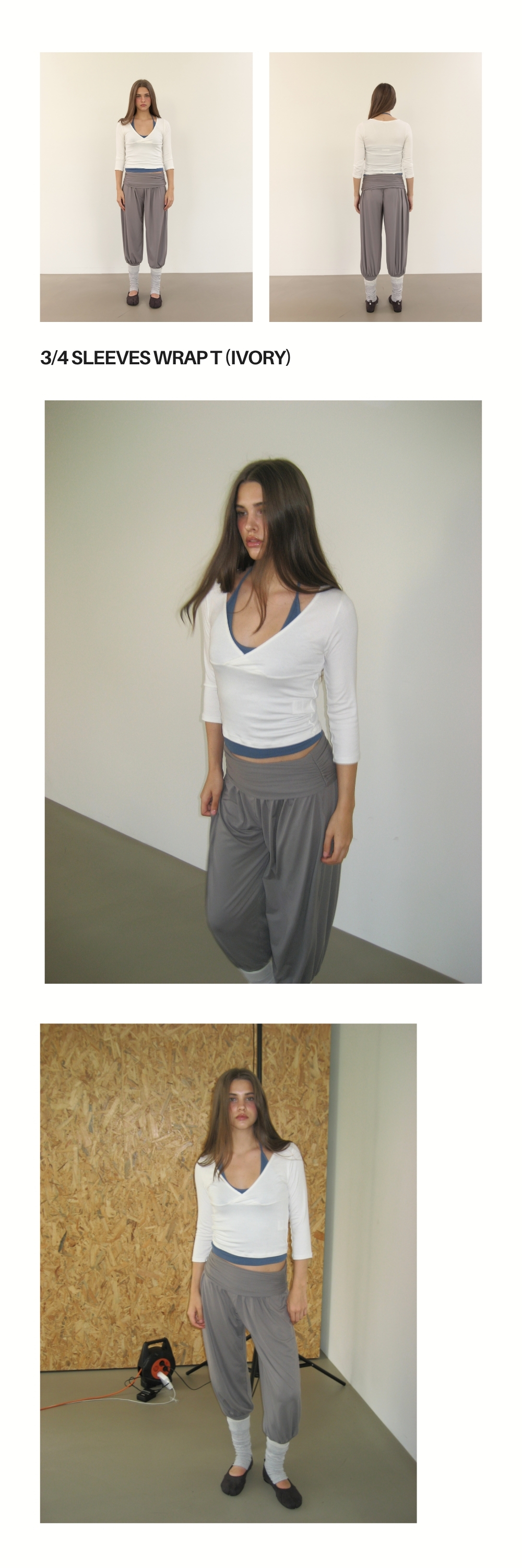3/4 SLEEVES WRAP T (IVORY)