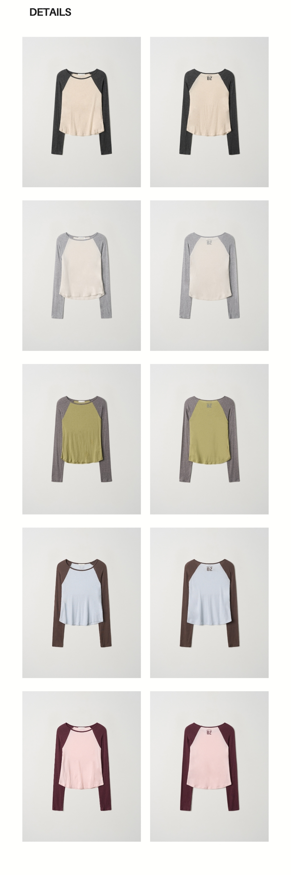 CONTRAST SLIM RAGLAN TOP (2+1)