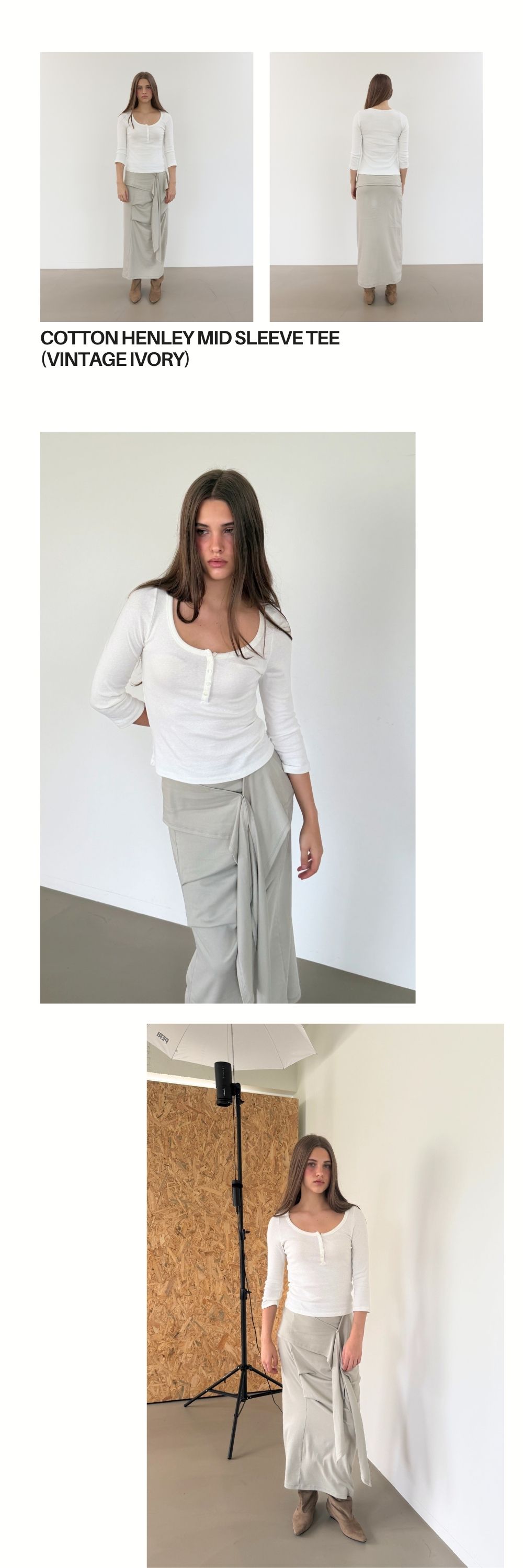 COTTON HENLEY MID SLEEVE T (2+1)