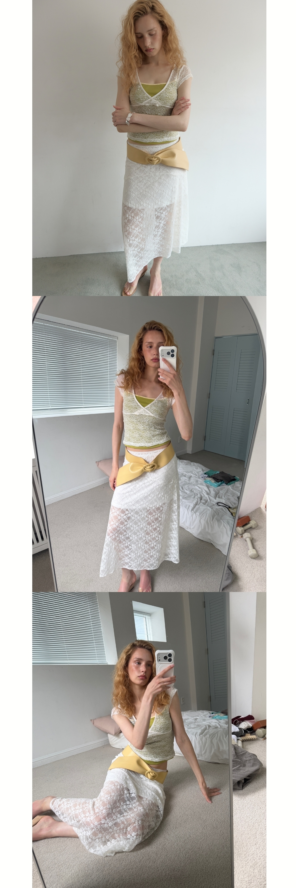SHEER FLOW LACE SKIRT (IVORY)