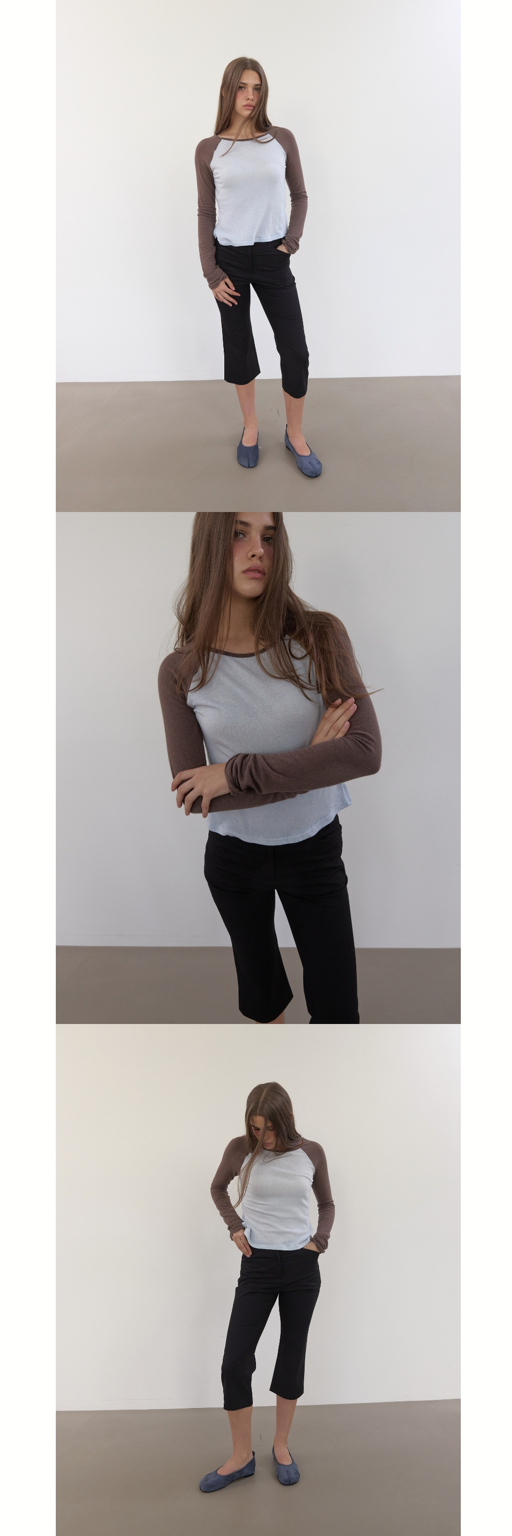 SEMI FLARE CAPRI PANTS (BLACK)