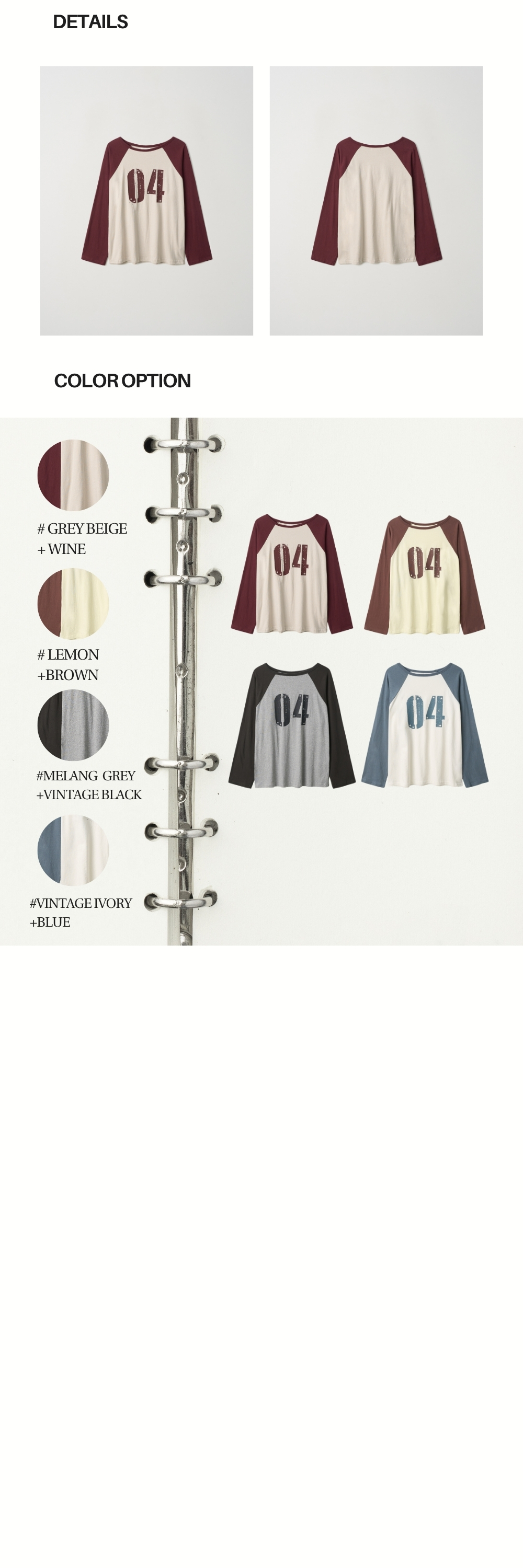 COLLECTING 04 LOOSE RAGLAN T (GREY BEIGE+WINE)