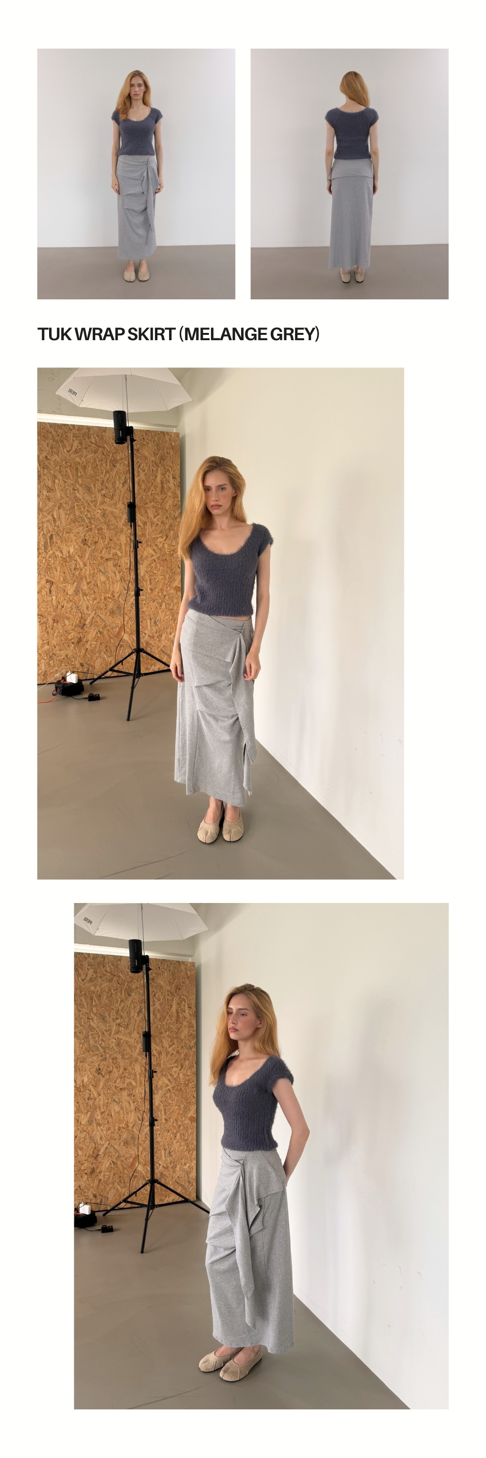 TUK WRAP SKIRT (MELANGE GREY)