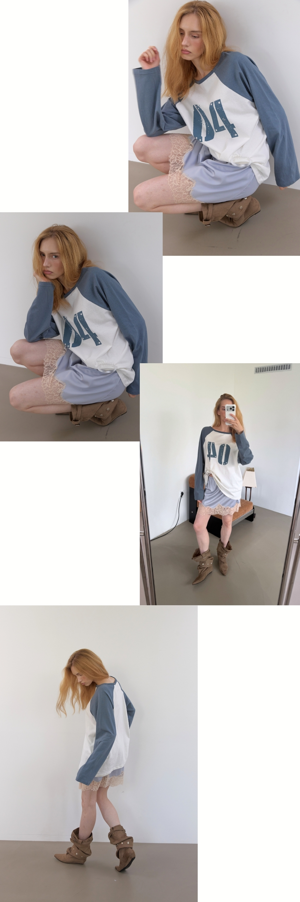 COLLECTING 04 LOOSE RAGLAN T (VINTAGE IVORY+BLUE)