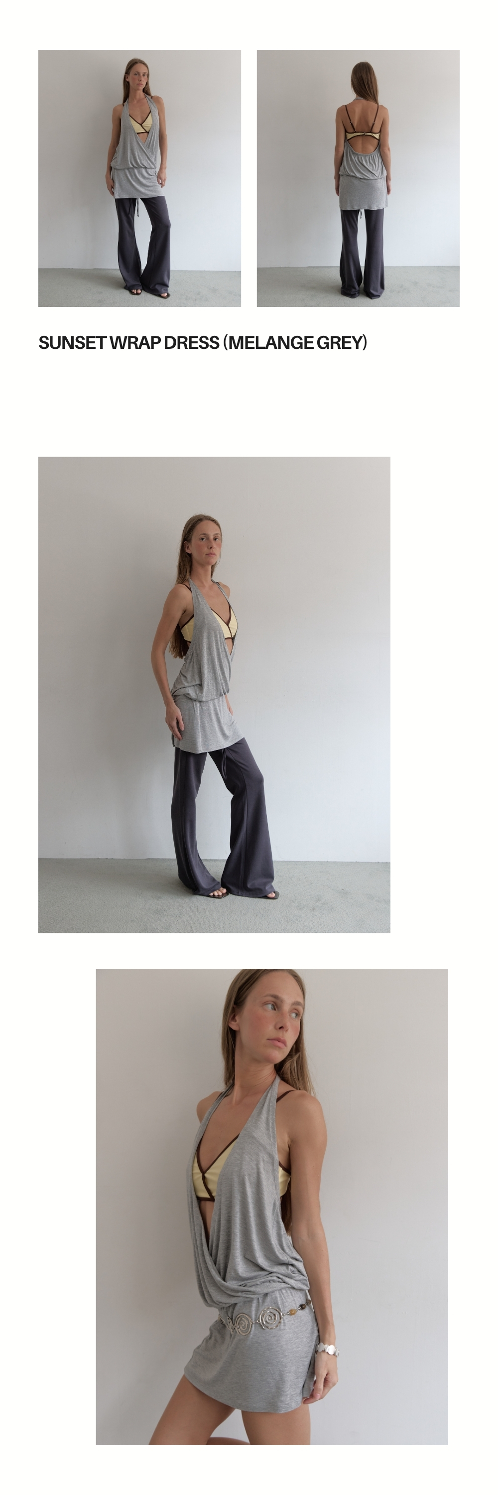 SUNSET WRAP DRESS (MELANGE GREY)