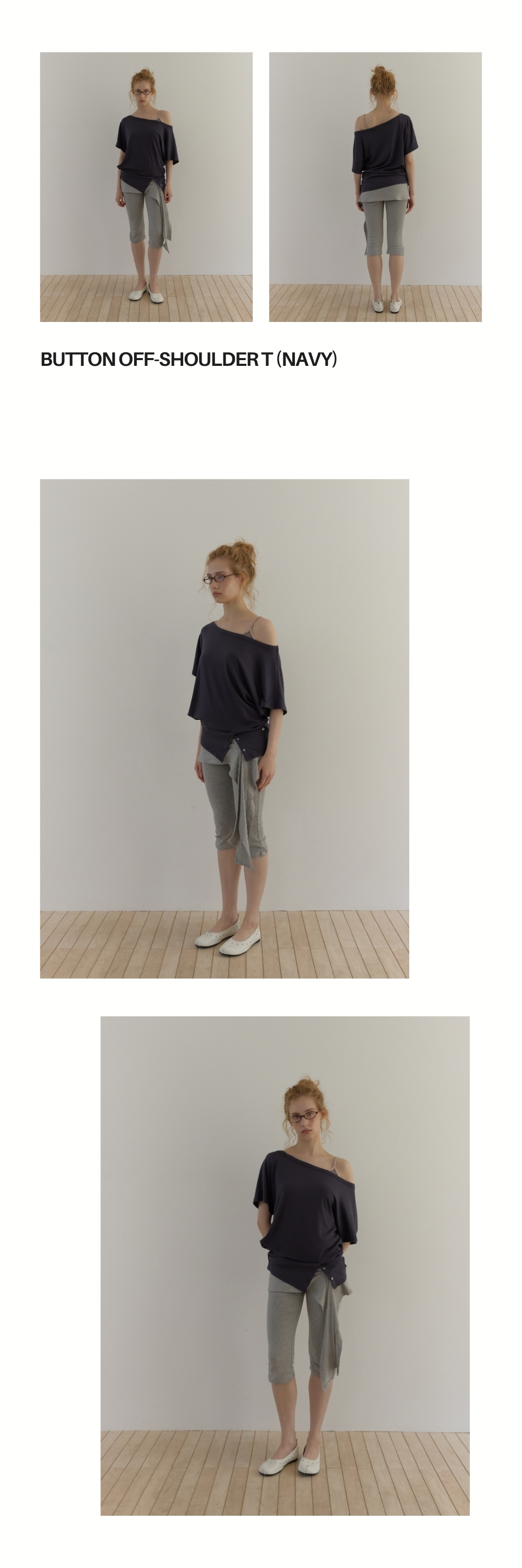 BUTTON OFF-SHOULDER T (NAVY)